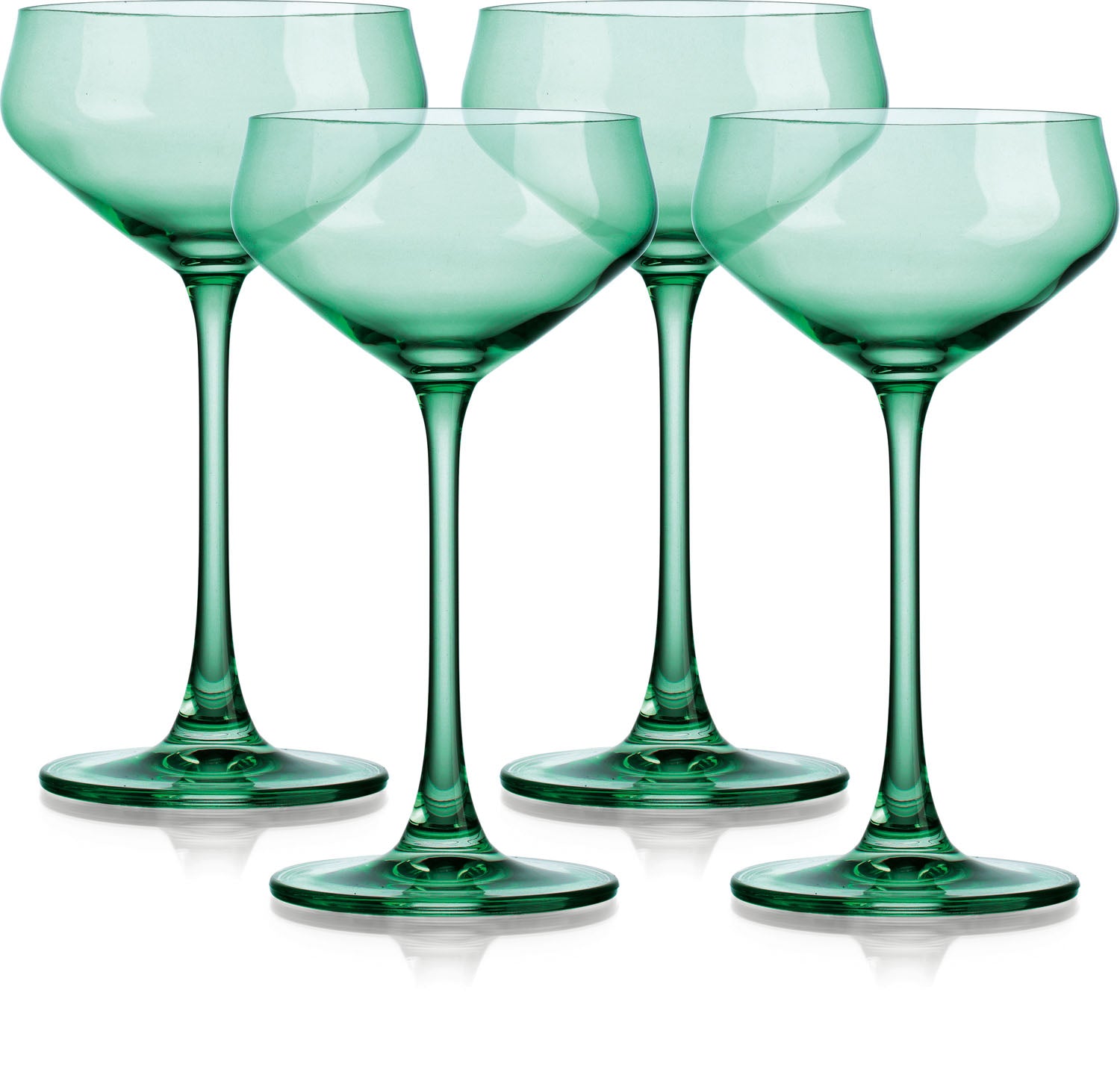 Set of Four Translucent Pale Green Coupe Glasses