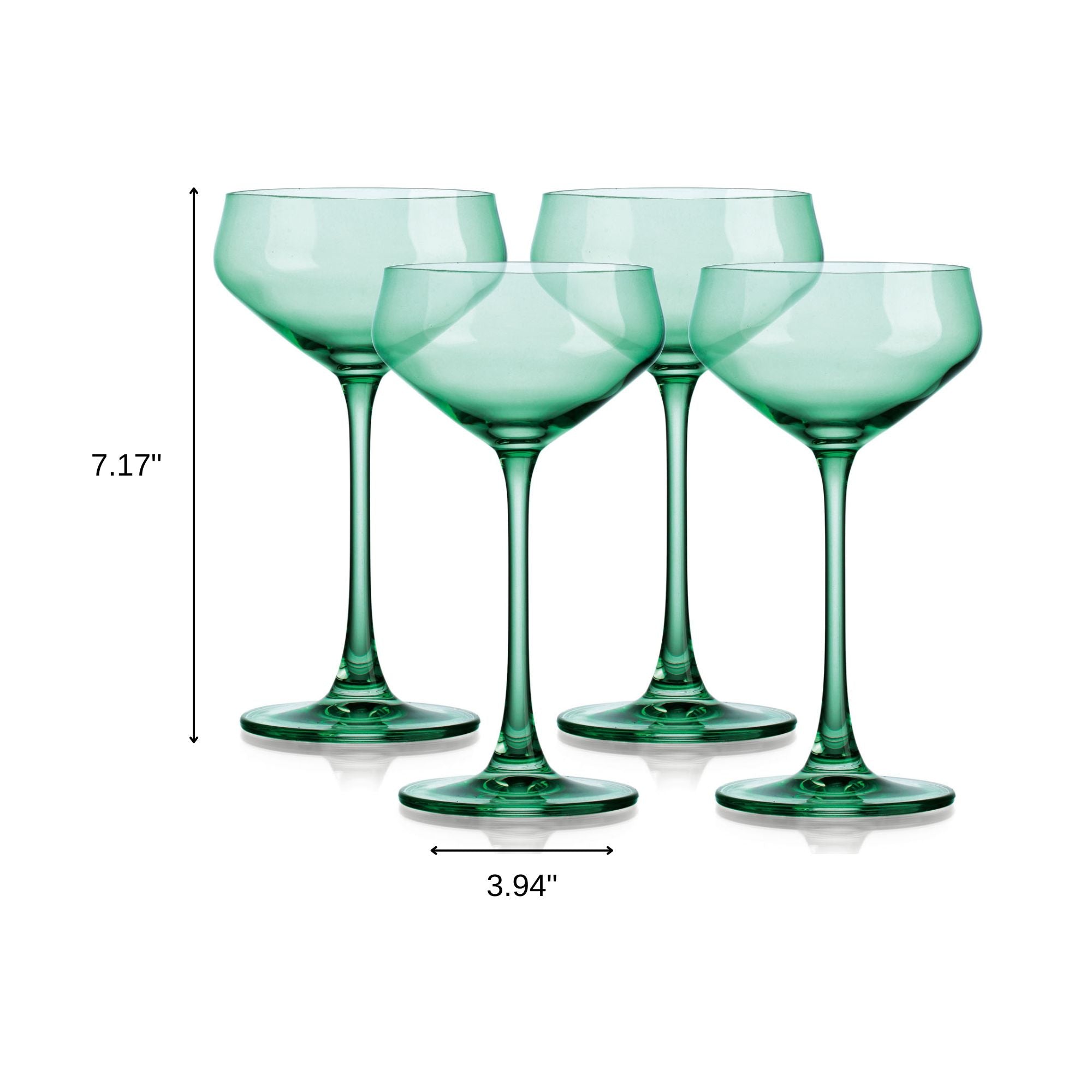 Set of Four Translucent Pale Green Coupe Glasses