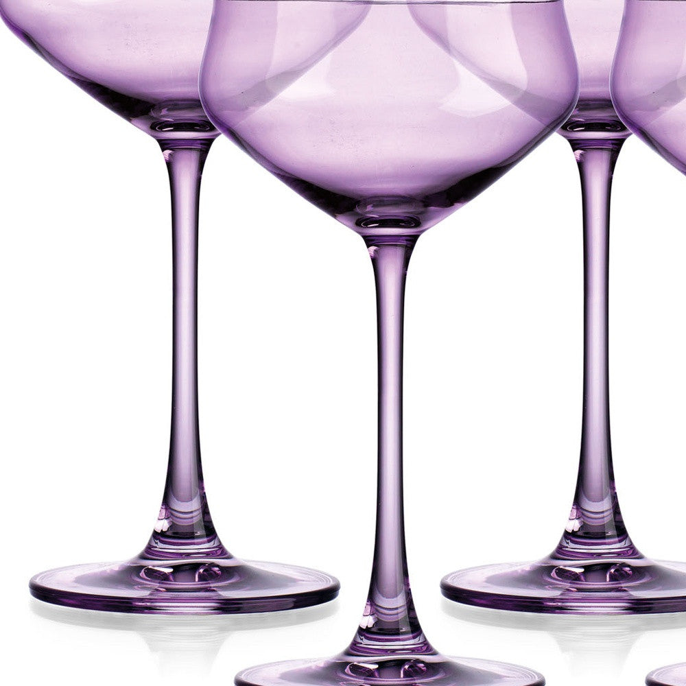 Set of Four Translucent Purple Coupe Glasses