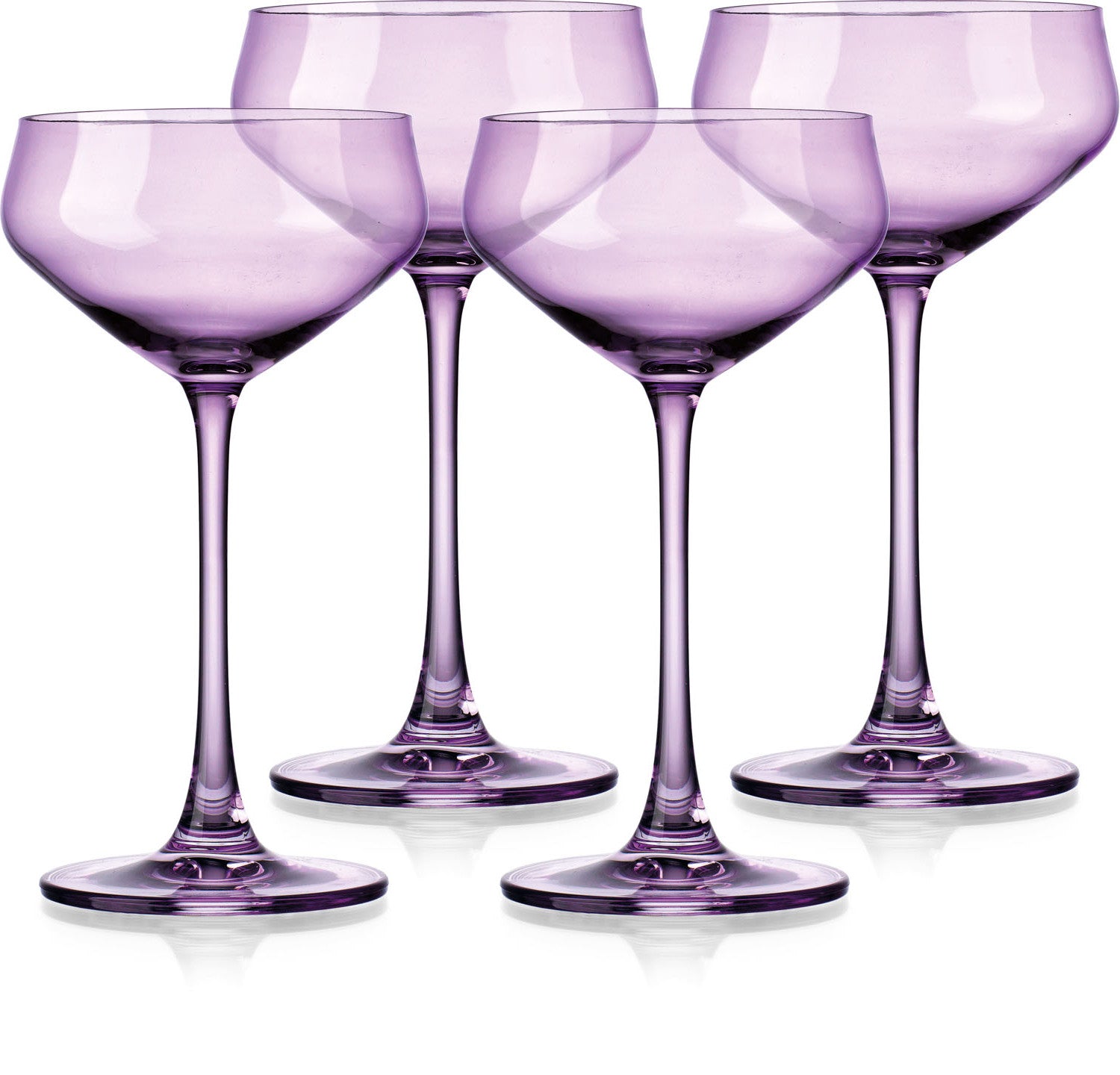 Set of Four Translucent Purple Coupe Glasses