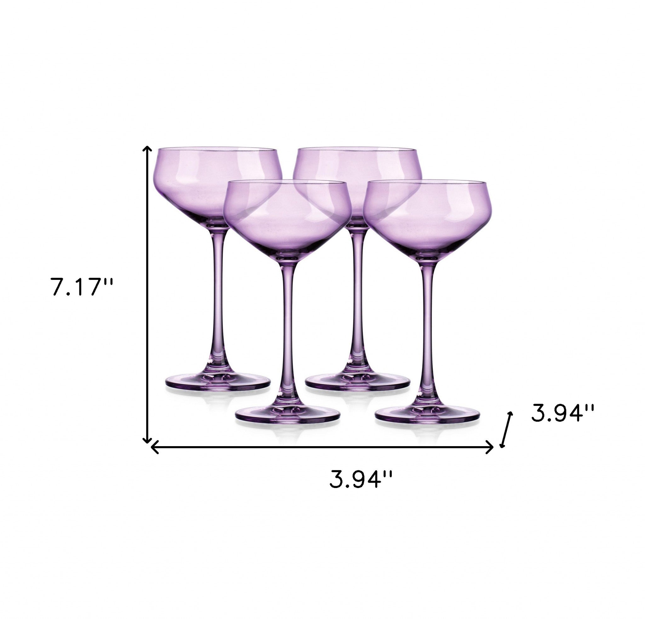 Set of Four Translucent Purple Coupe Glasses