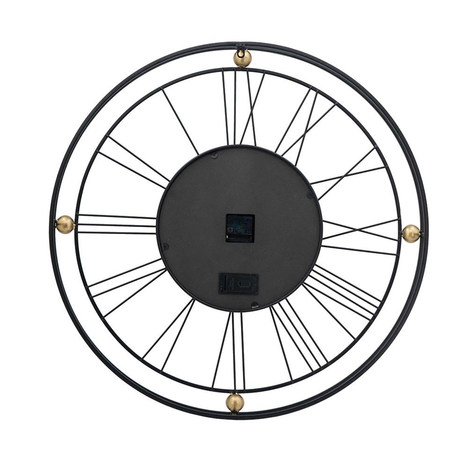 32" Circle Black and Gold Metal and Glass Analog Exposed Gear Wall Clock