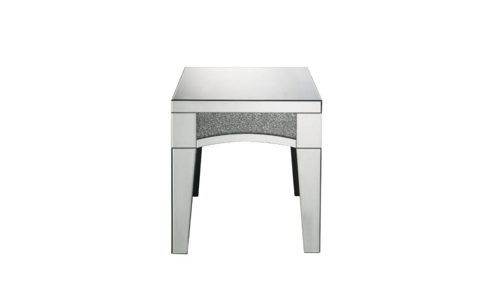 24" Silver Mirrored And Manufactured Wood Square End Table