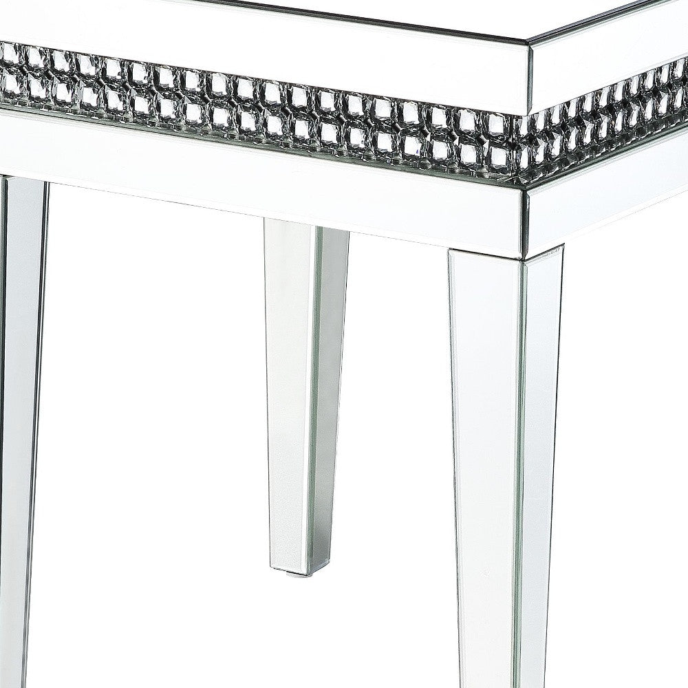 24" Silver Mirrored Square End Table