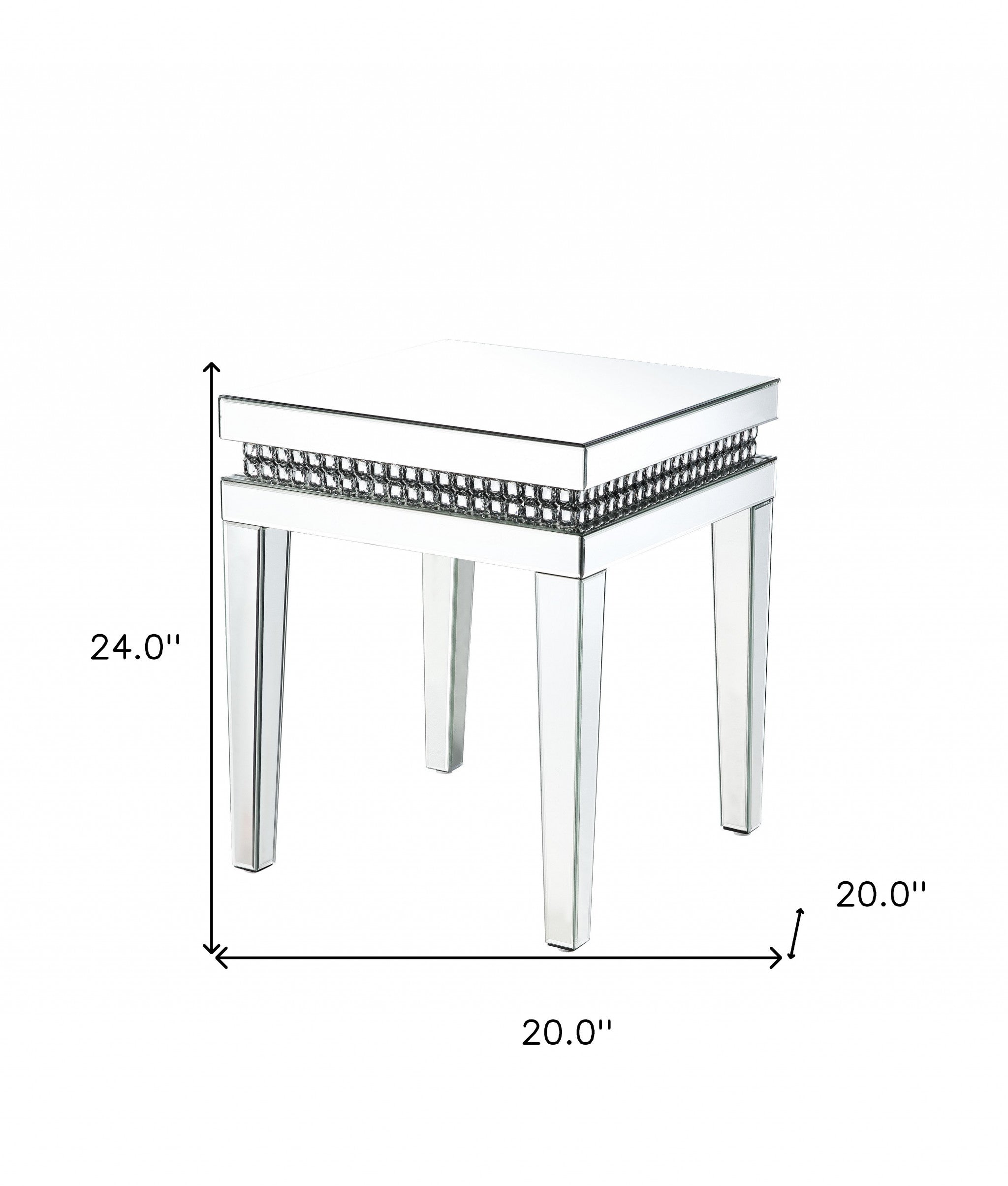 24" Silver Mirrored Square End Table