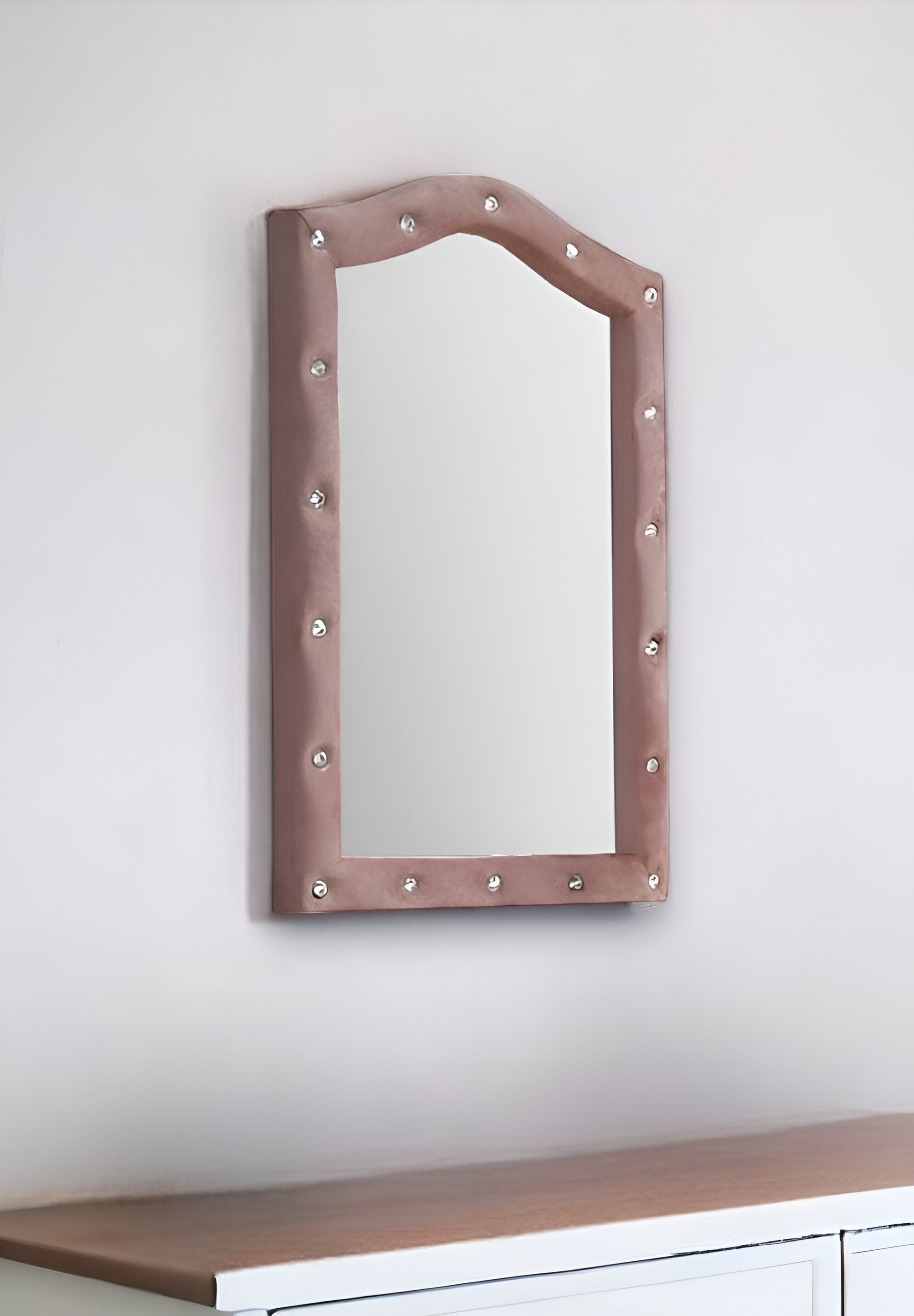 30" Pink Fabric Dresser Mirror