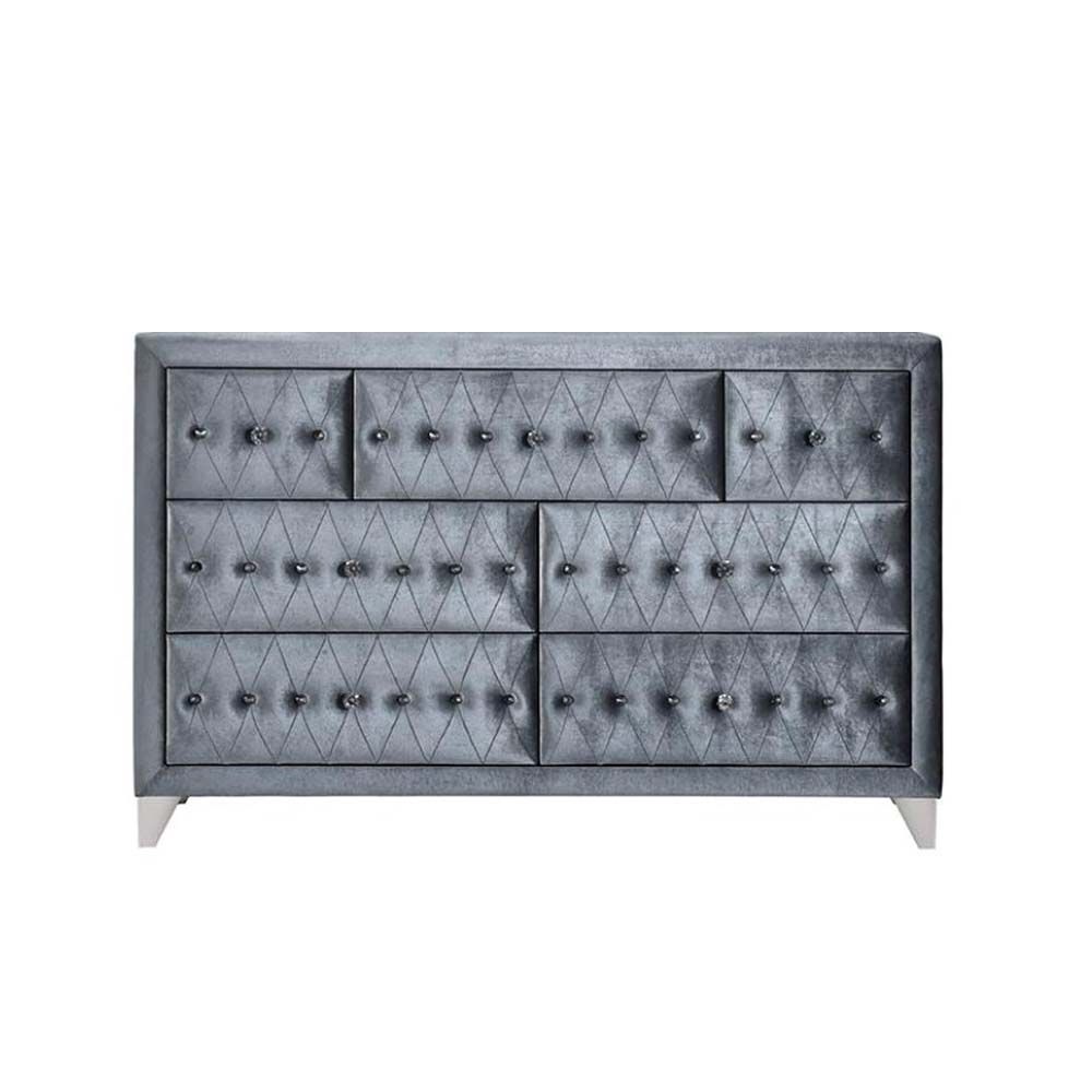 60" Gray Seven Drawer Triple Dresser