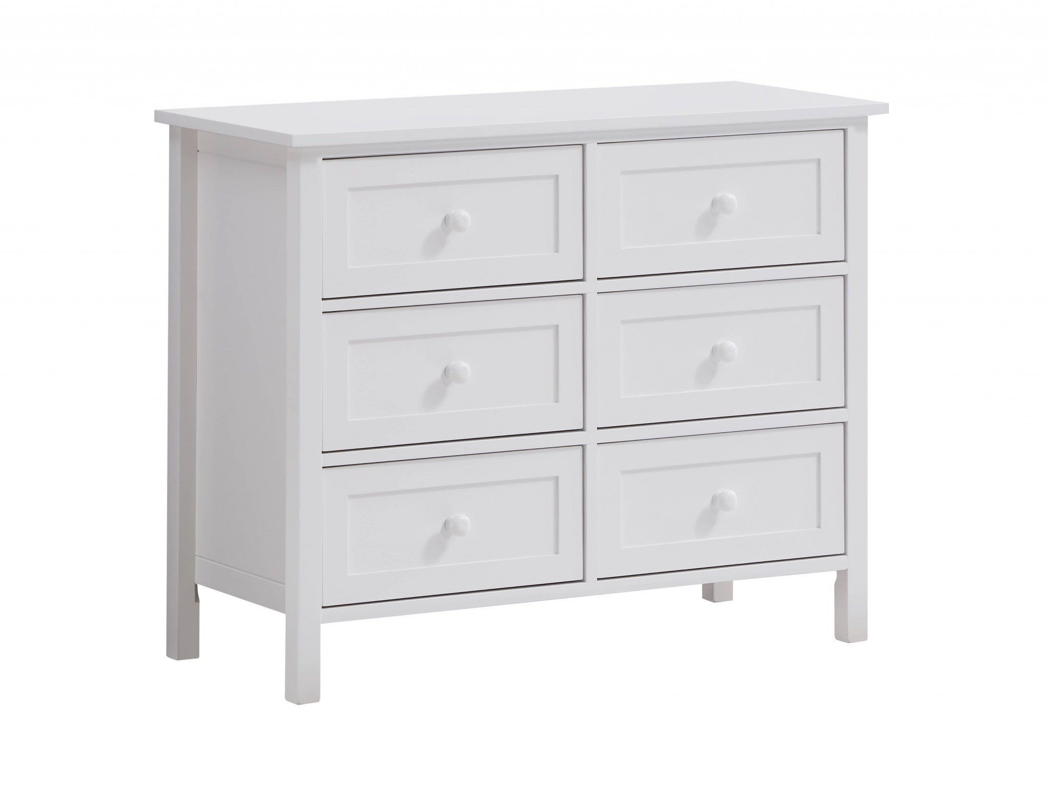 39" White Manufactured Wood Six Drawer Dresser