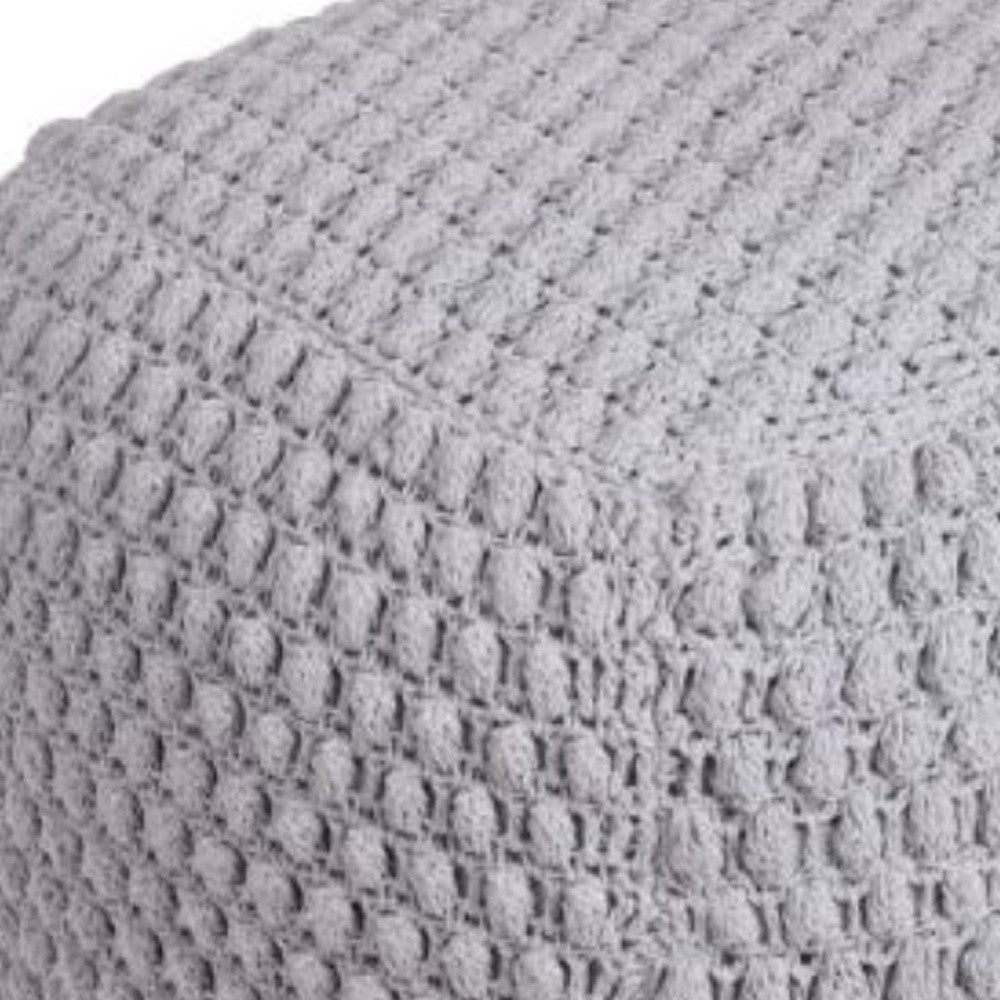 18" White Cotton Blend Pouf Ottoman