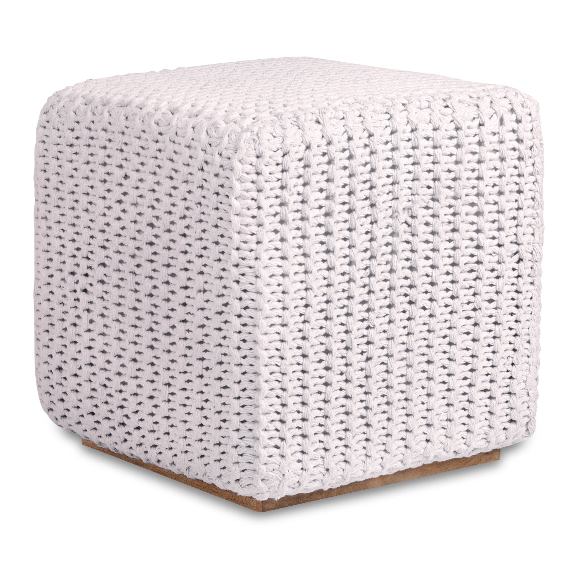 16" Navy Blue Cotton Blend Pouf Ottoman