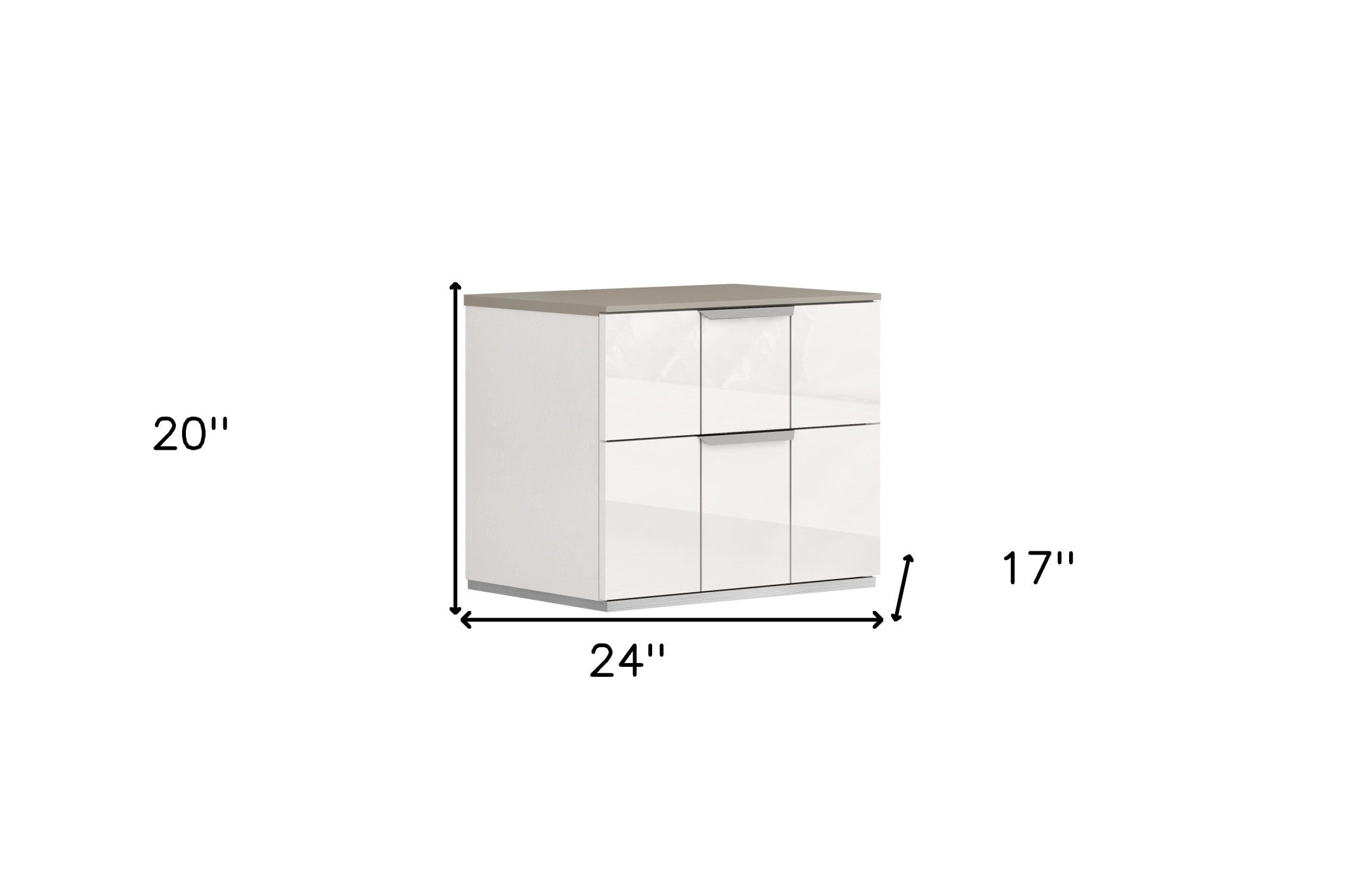 20" White Contemporary Two Drawer Nightstand