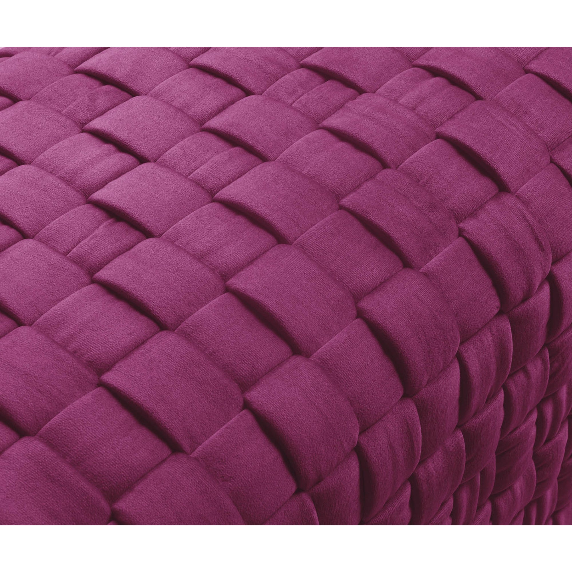 17" Fuchsia Velvet And Gold Ottoman