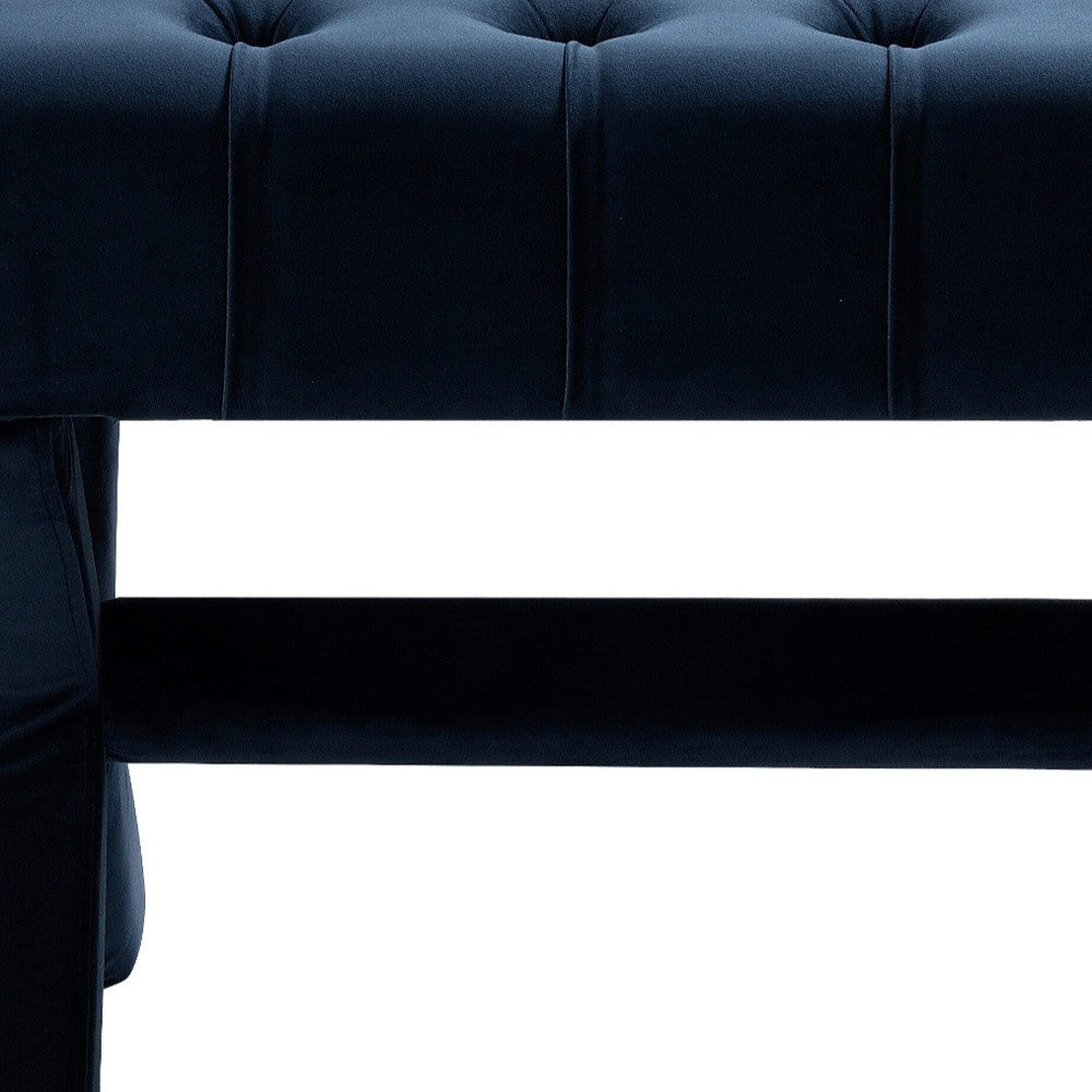 20" Navy Blue Velvet Tufted Ottoman