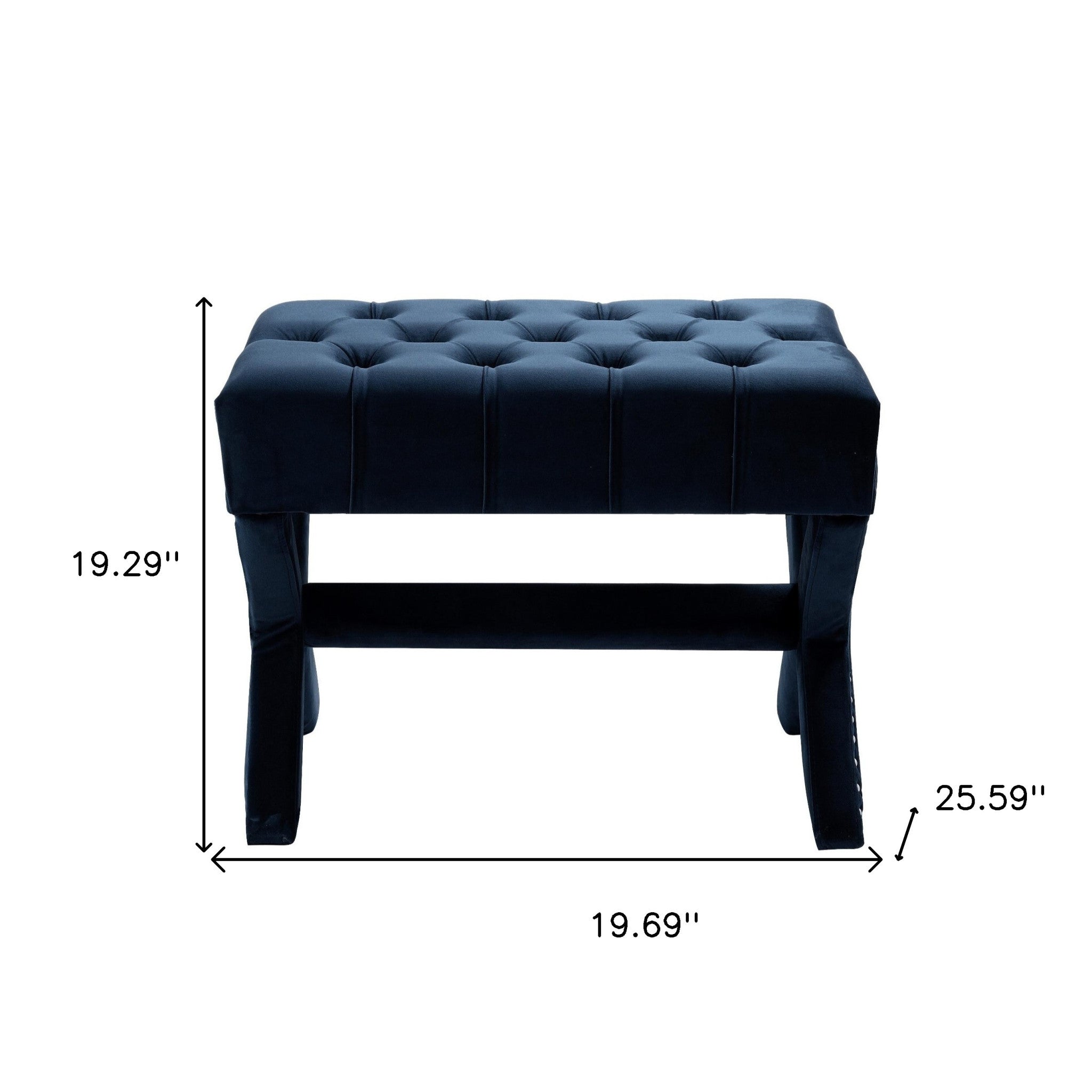 20" Navy Blue Velvet Tufted Ottoman