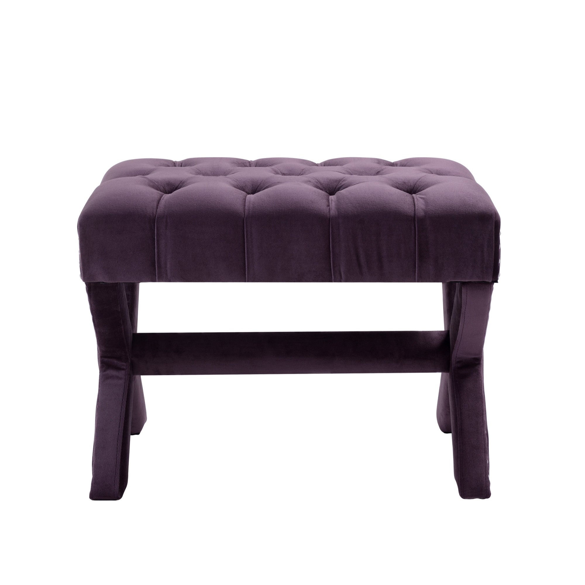 20" Navy Blue Velvet Tufted Ottoman