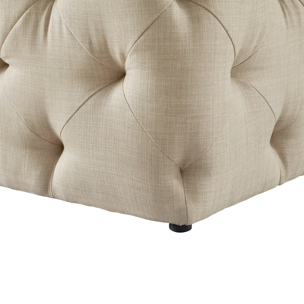 20" Beige Linen Cube Ottoman