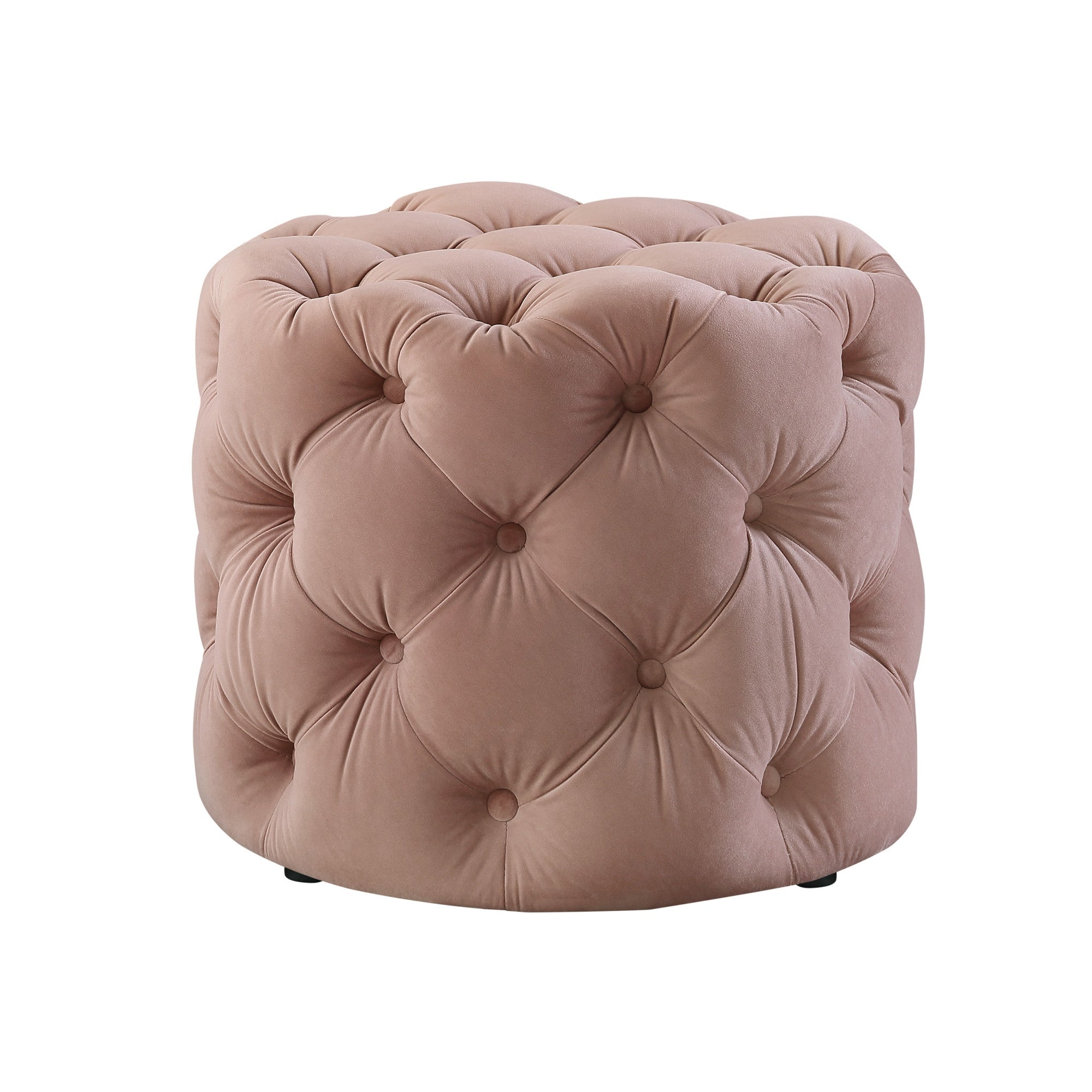 21" Blush Velvet Tufted Round Ottoman