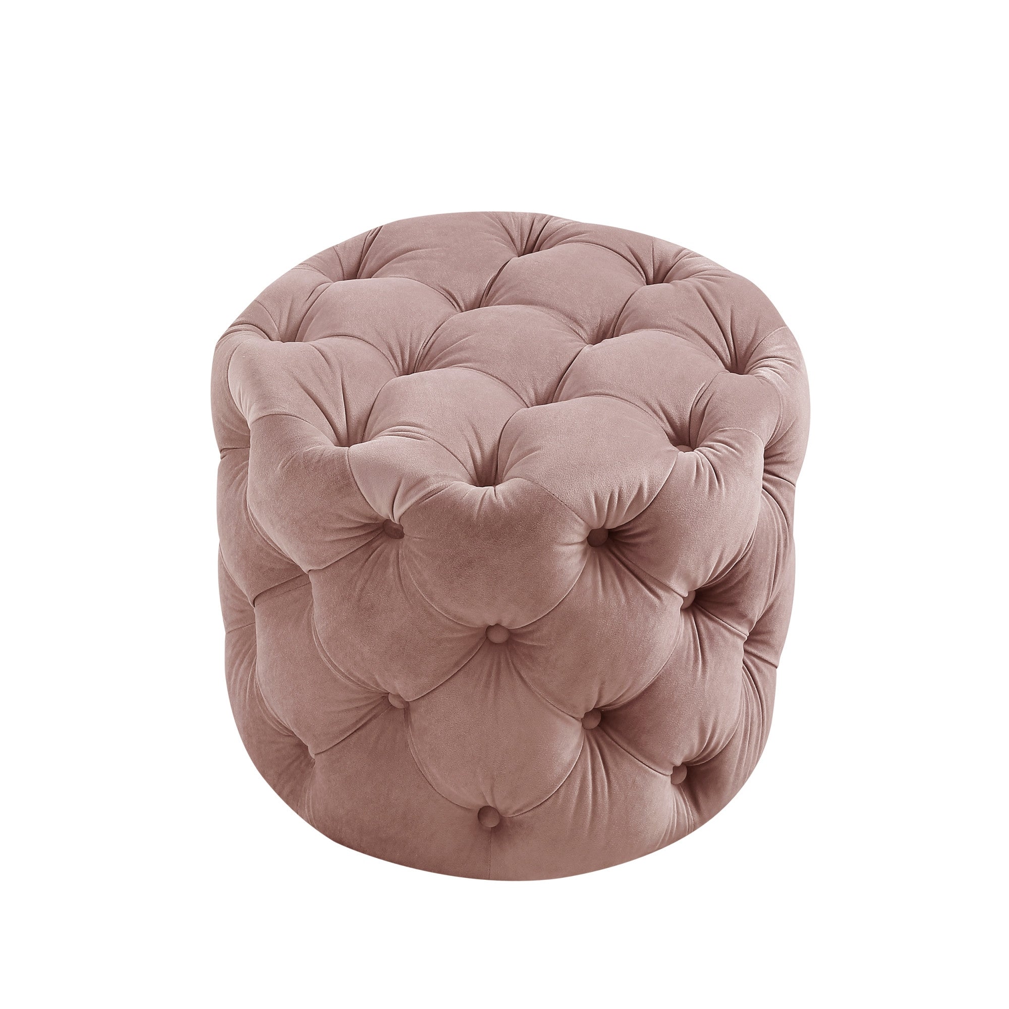 21" Blush Velvet Tufted Round Ottoman