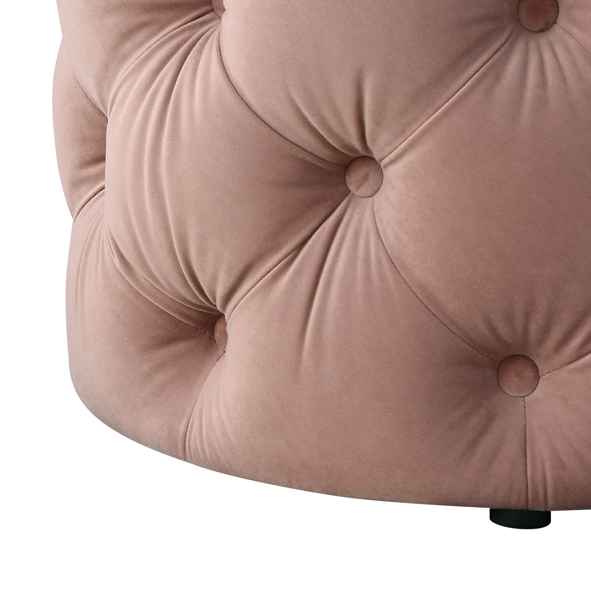 21" Blush Velvet Tufted Round Ottoman