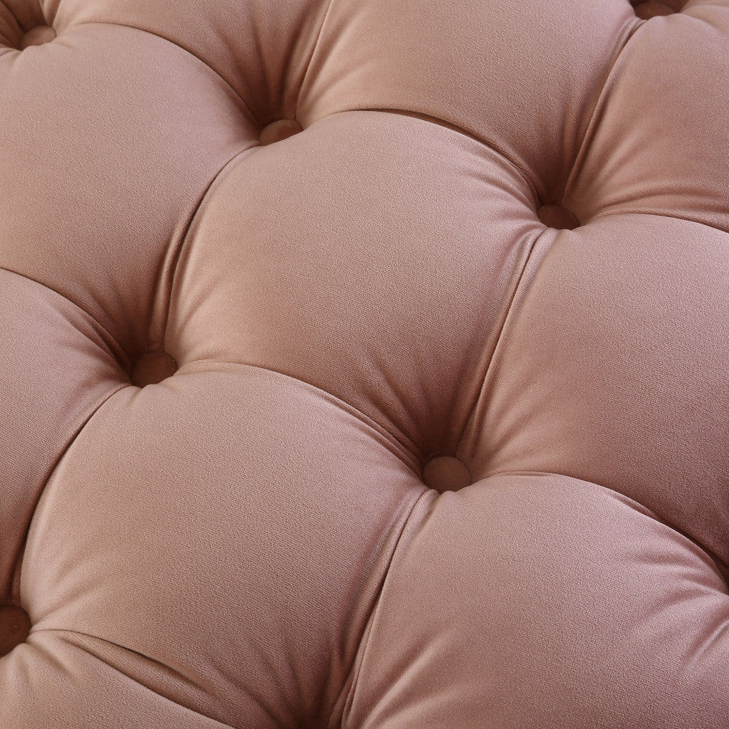 21" Blush Velvet Tufted Round Ottoman