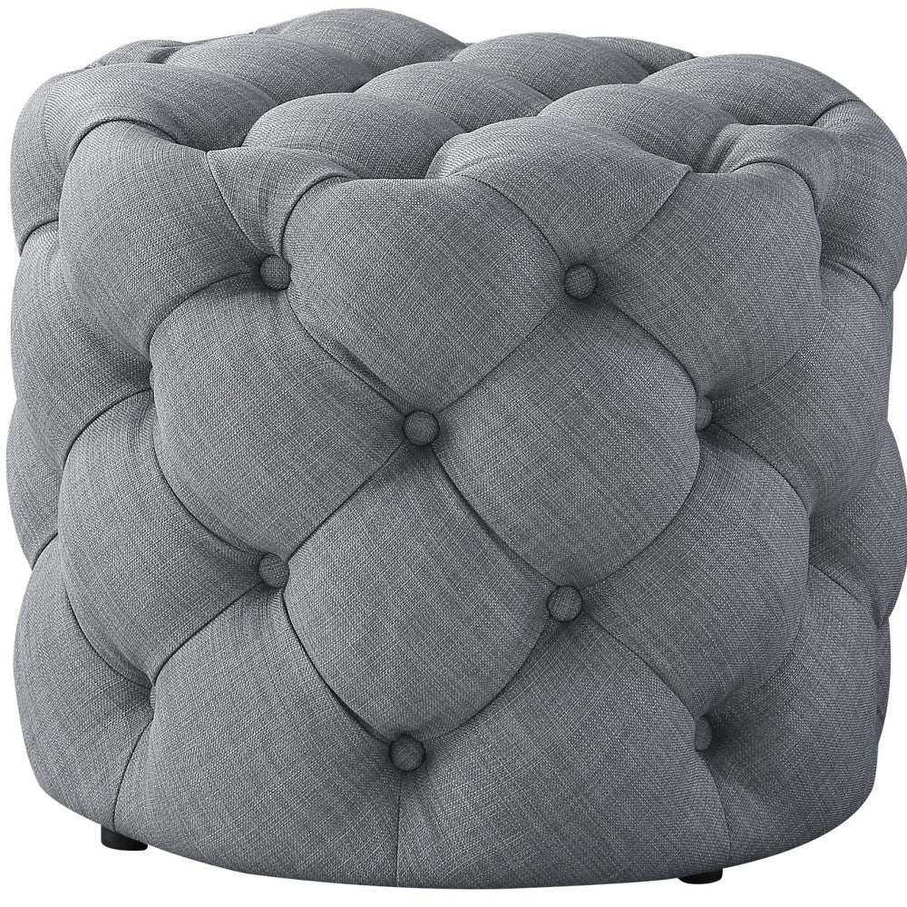 21" Blush Velvet Tufted Round Ottoman