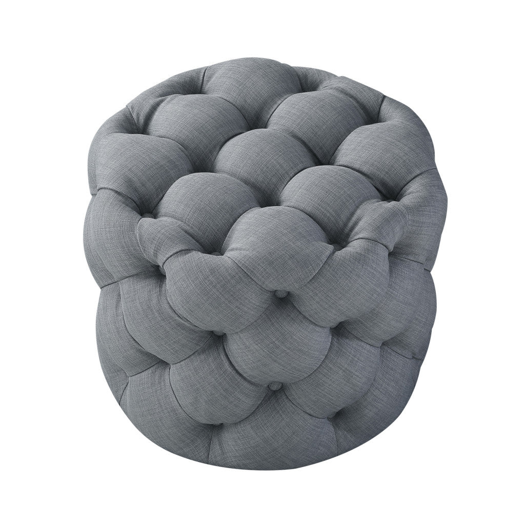 21" Blush Velvet Tufted Round Ottoman