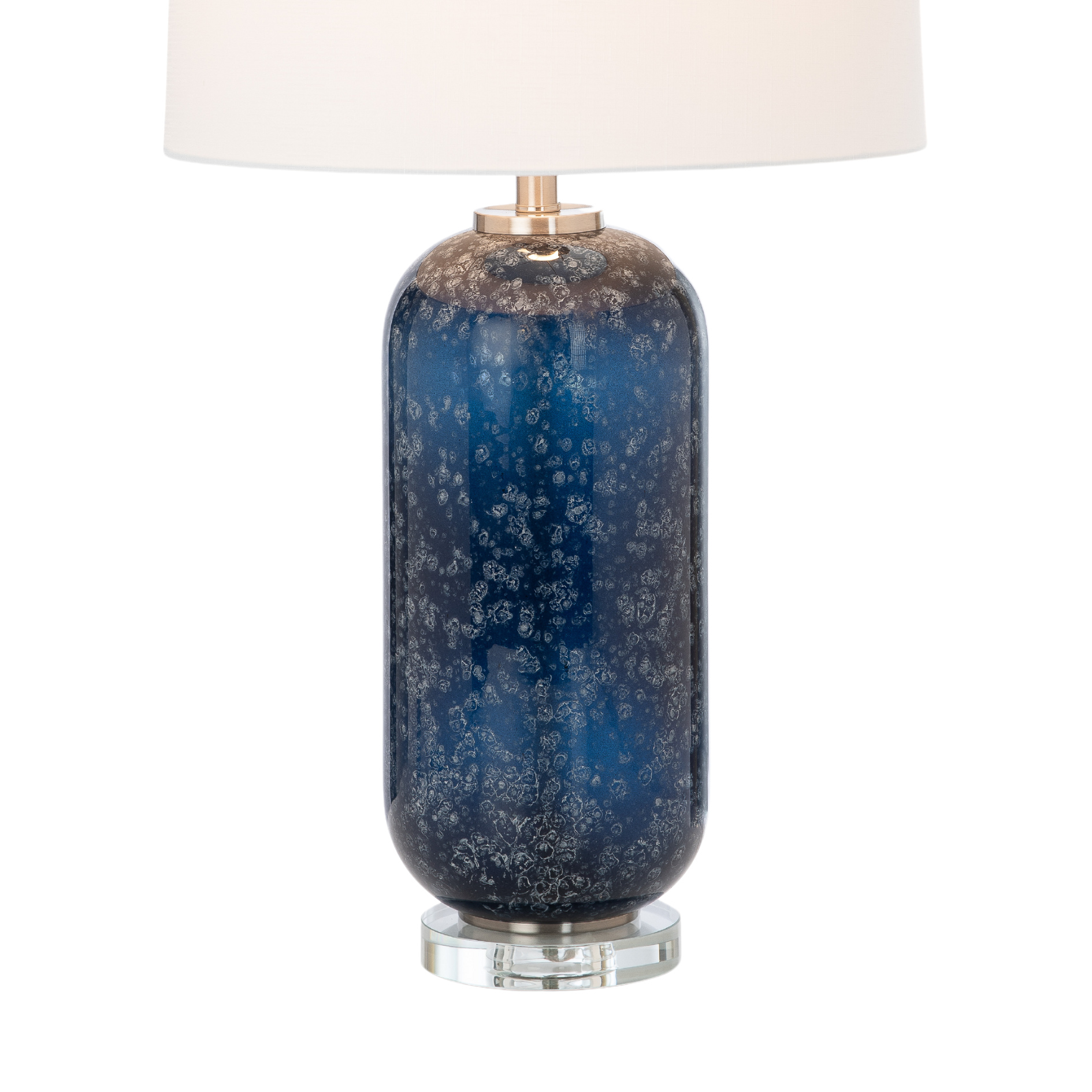 Set of Two 30" Blue Crystal Table Lamp With White Drum Shade