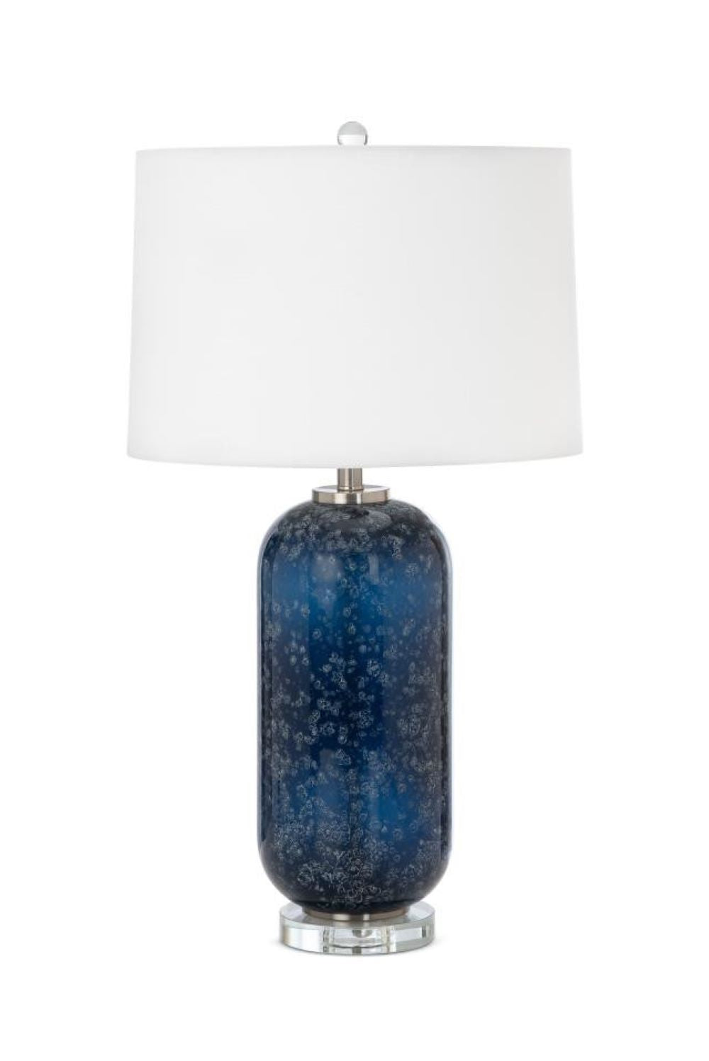 Set of Two 30" Blue Crystal Table Lamp With White Drum Shade