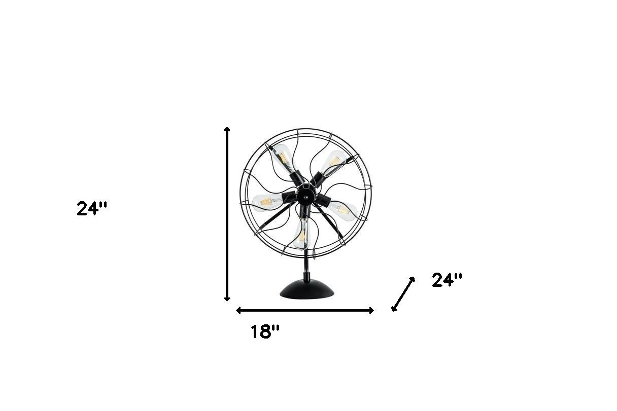 24" Black Industrial Fan Design Metal Table Lamp