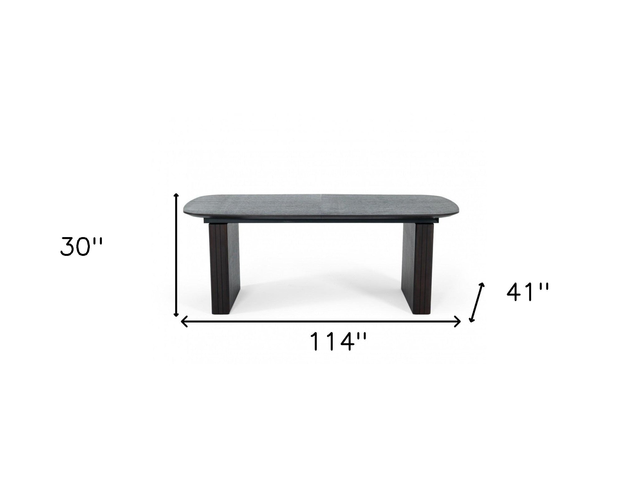 114" Smoked Rectangular Manufactured Wood Self-Storing Leaf Dining Table