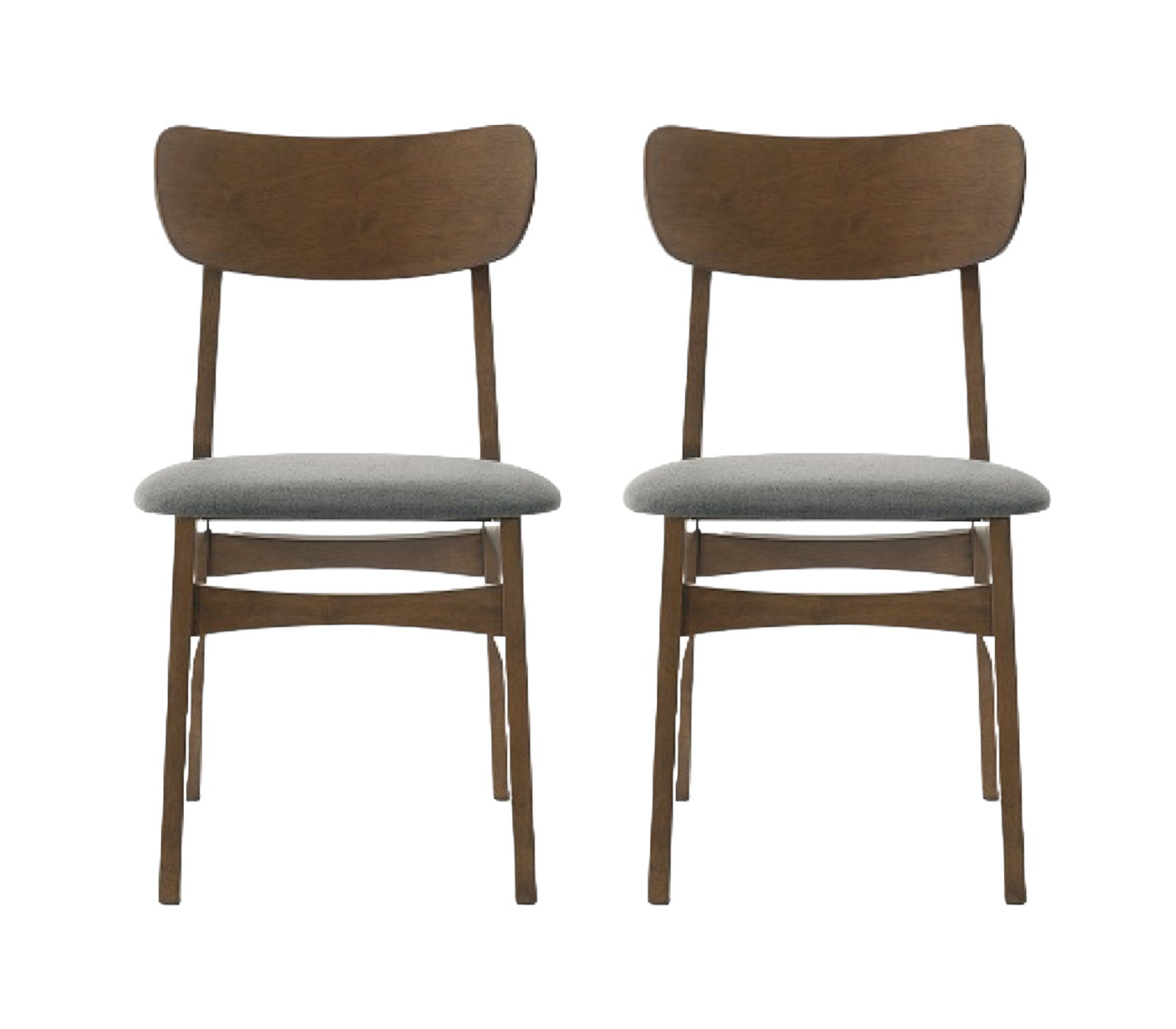 Set of Two Gray And Brown Upholstered Fabric Open Back Dining Side Chairs