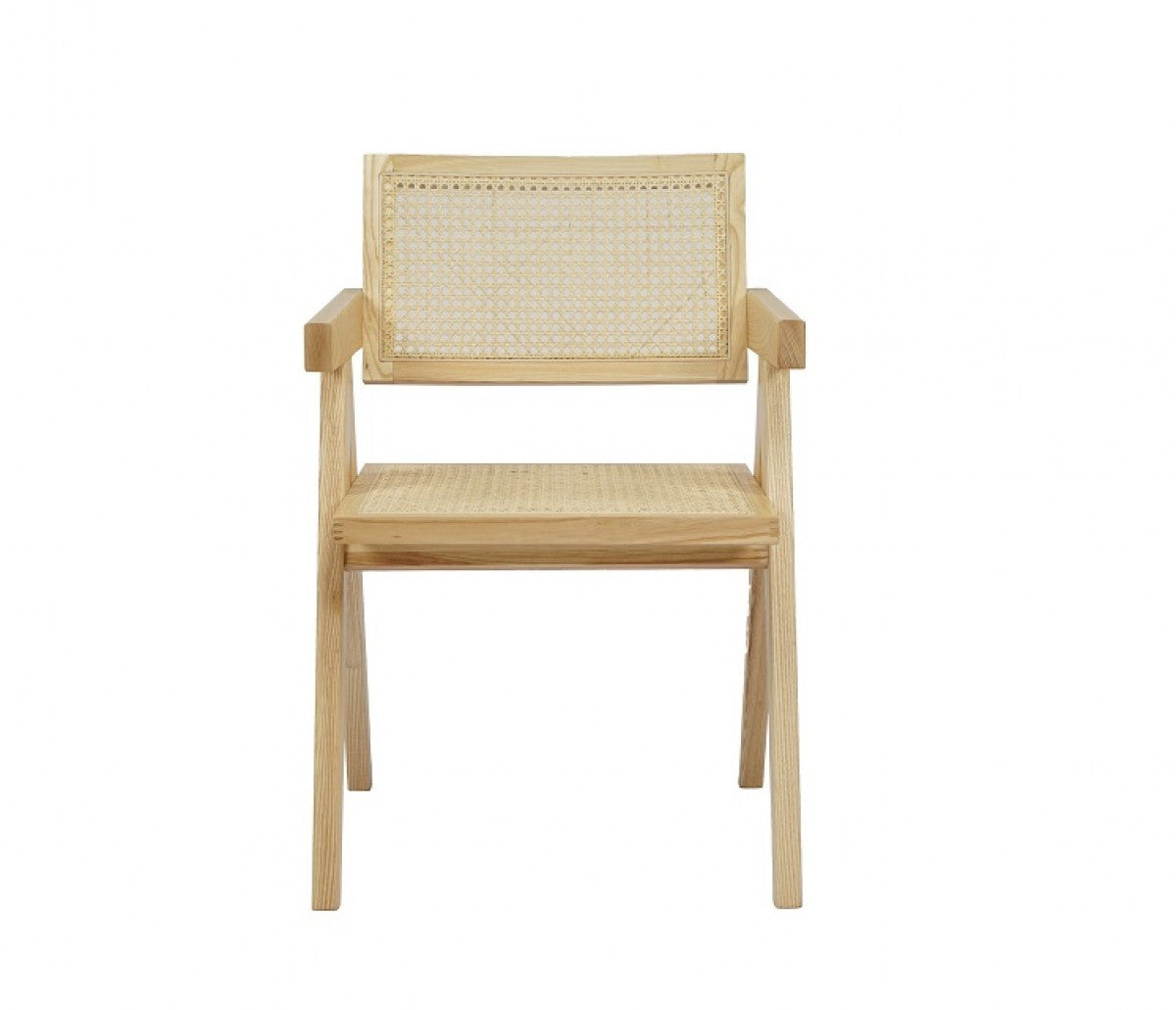 Natural Wood Open Back Dining Arm Chair