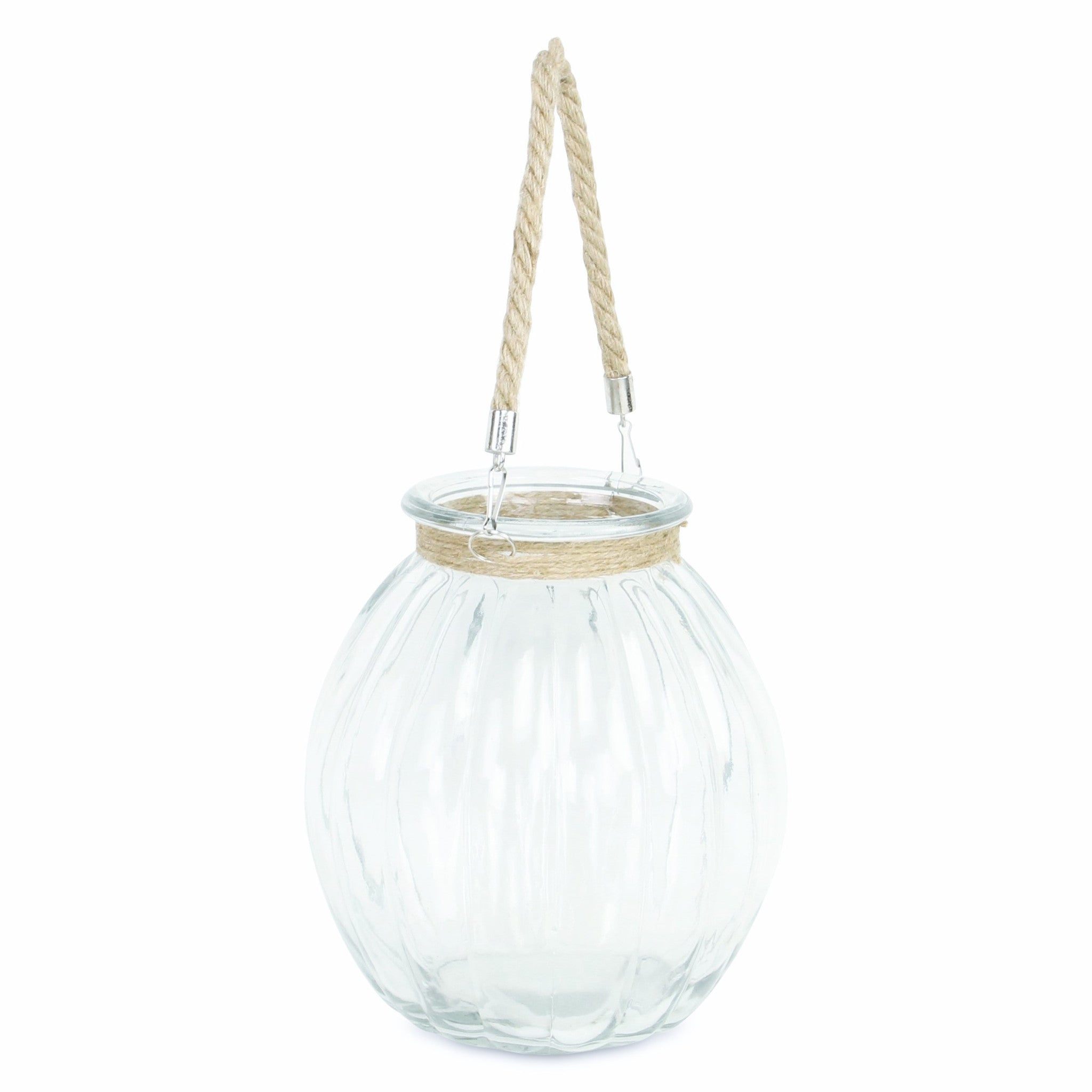 10" Clear Glass Decorative Jar With Rope