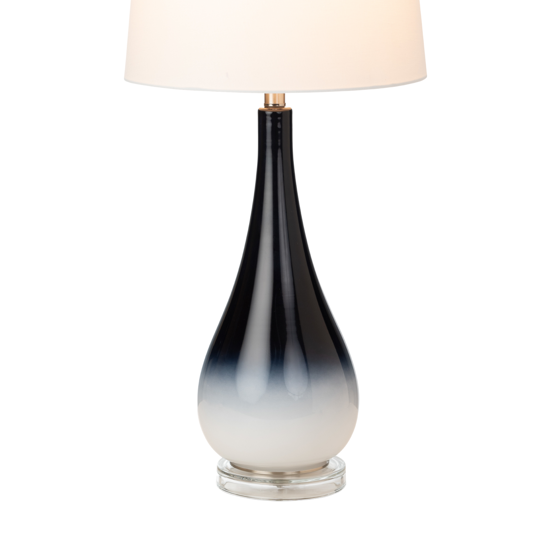 Set Of Two 31" Black And White Glass Table Lamps With White Empire Shade