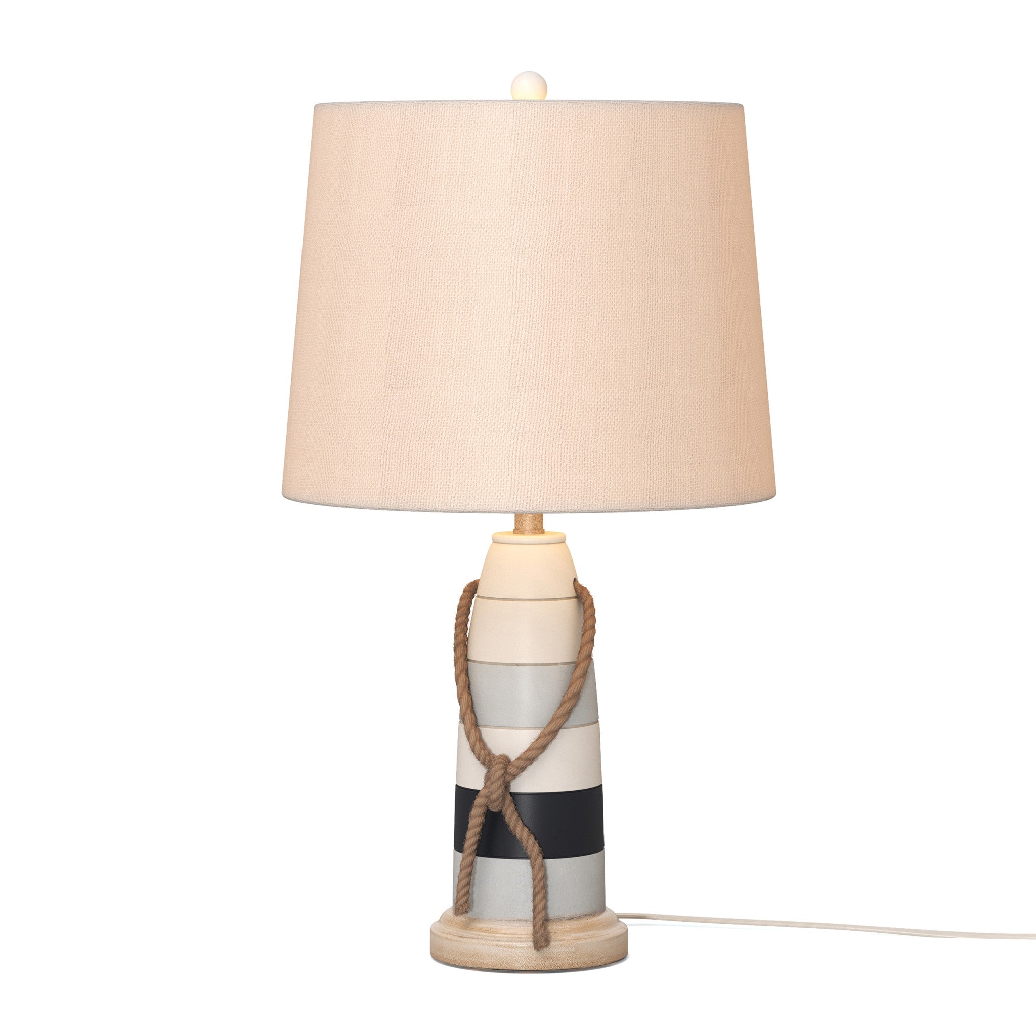 Set of Two 27" Natural White and Blue Novelty Table Lamp Coastal With Off White Empire Shade