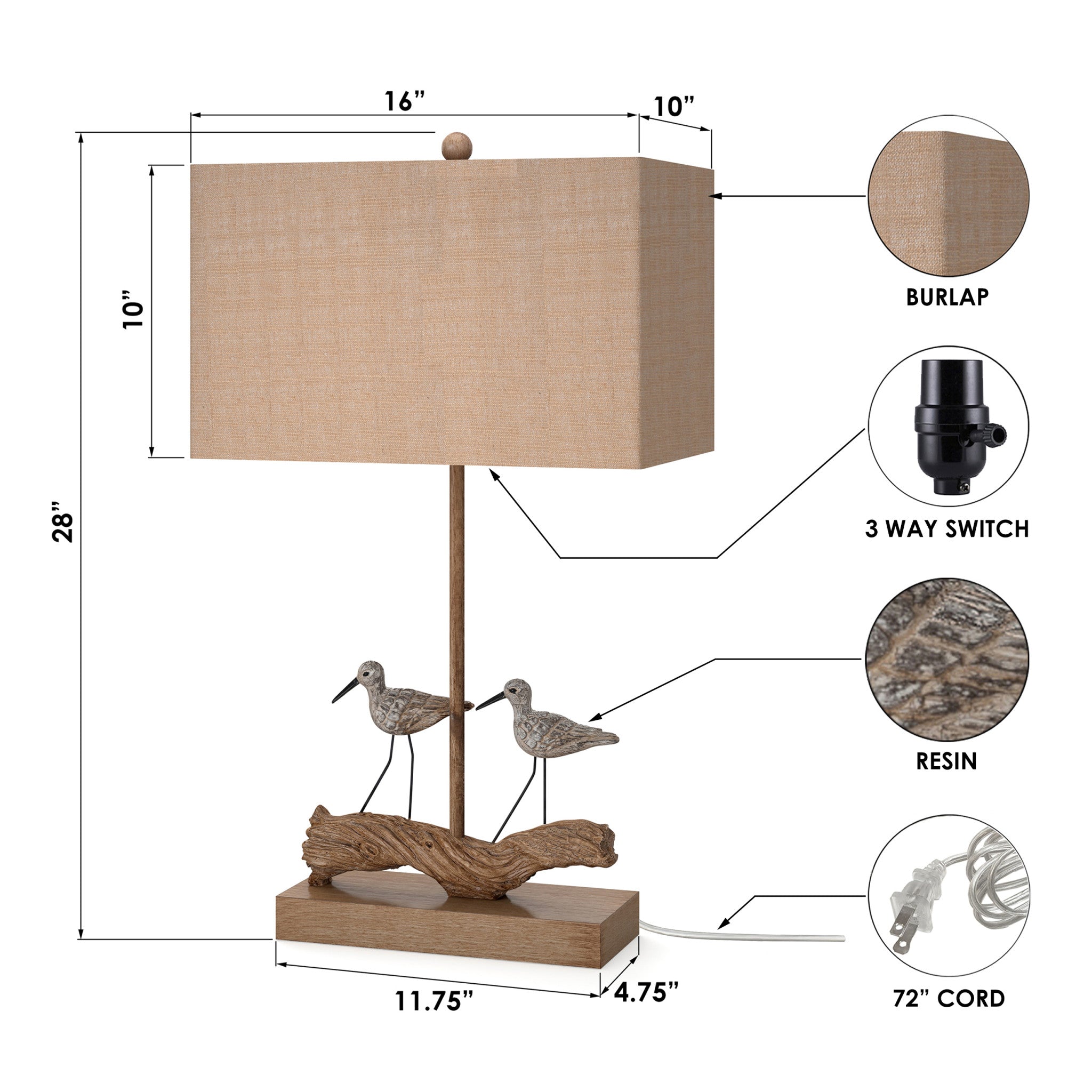 Set of Two 30" Brown Sand Piper Bird Table Lamps With Brown Shade