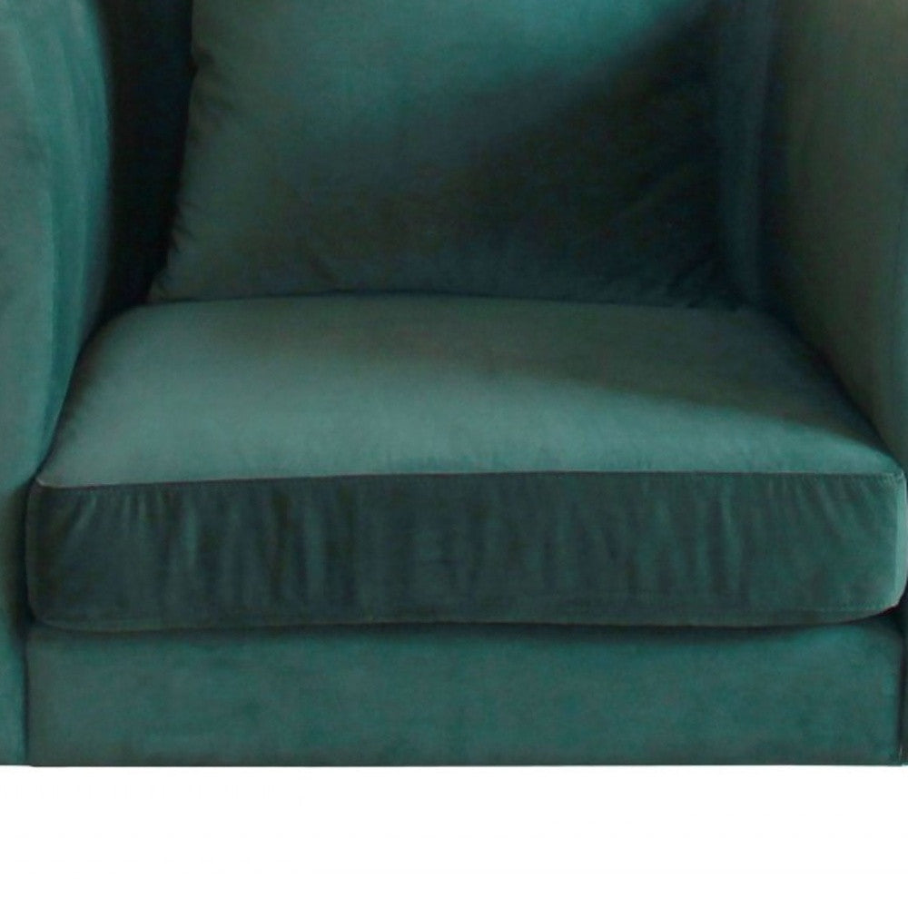 32" Green Velvet And Black Solid Color Arm Chair