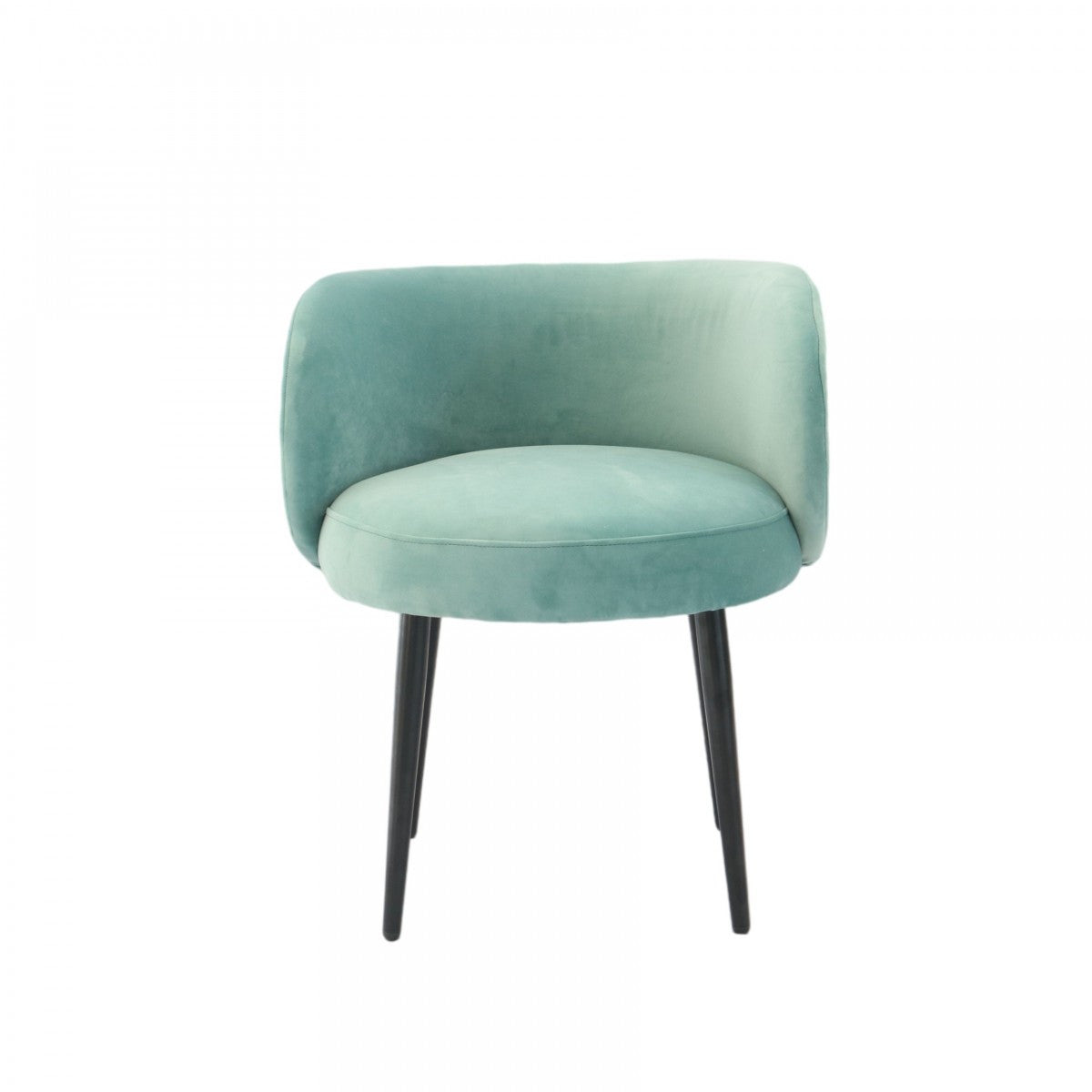 24" Teal Velvet And Black Solid Color Arm Chair