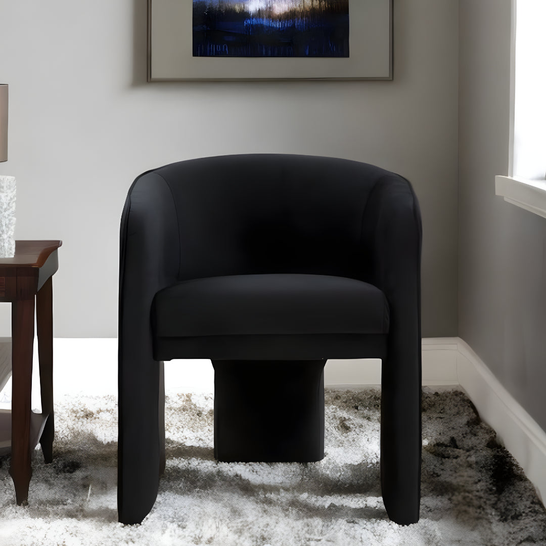 24" Black Velvet Barrel Chair