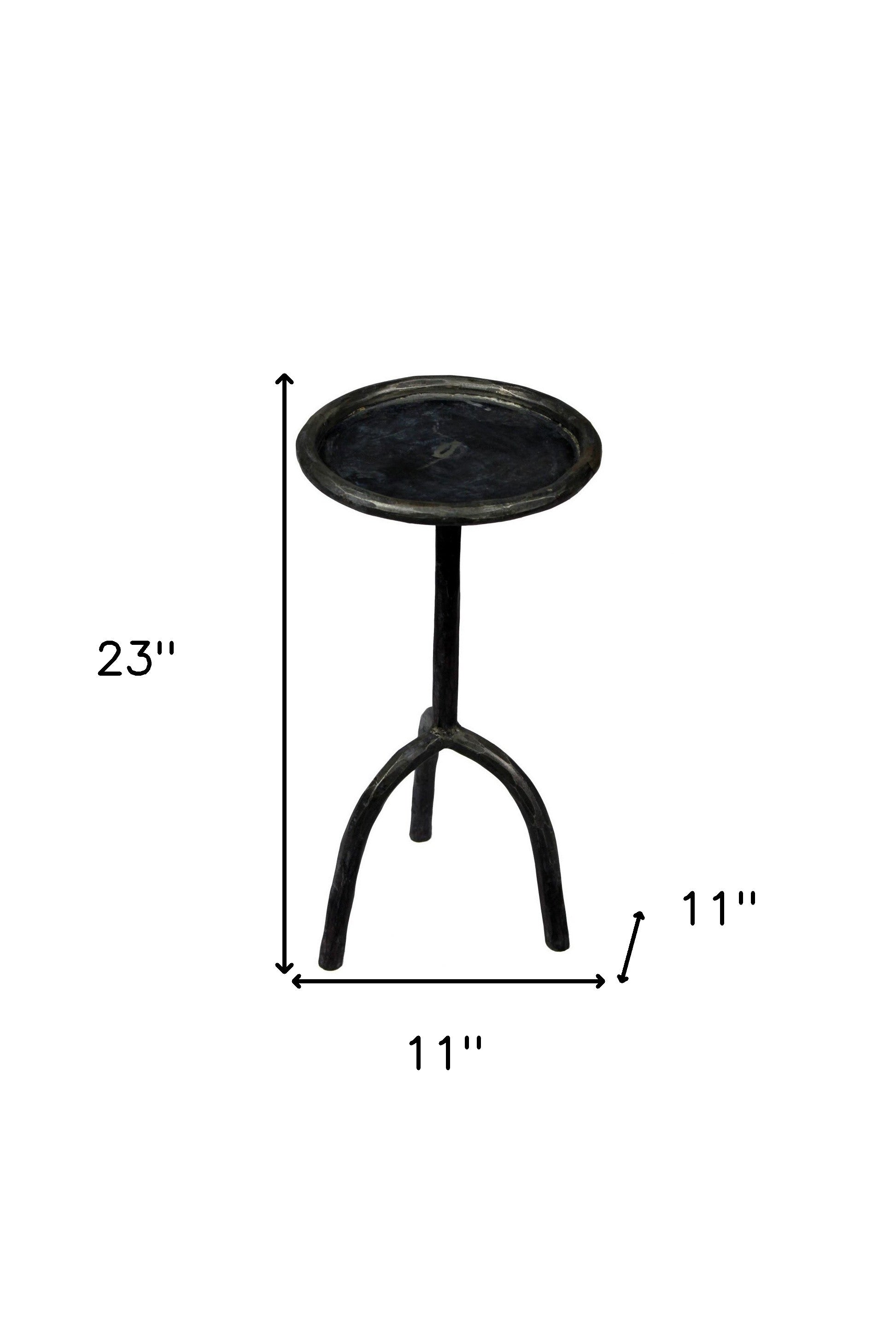 23" Black Iron Pedestal Round End Table