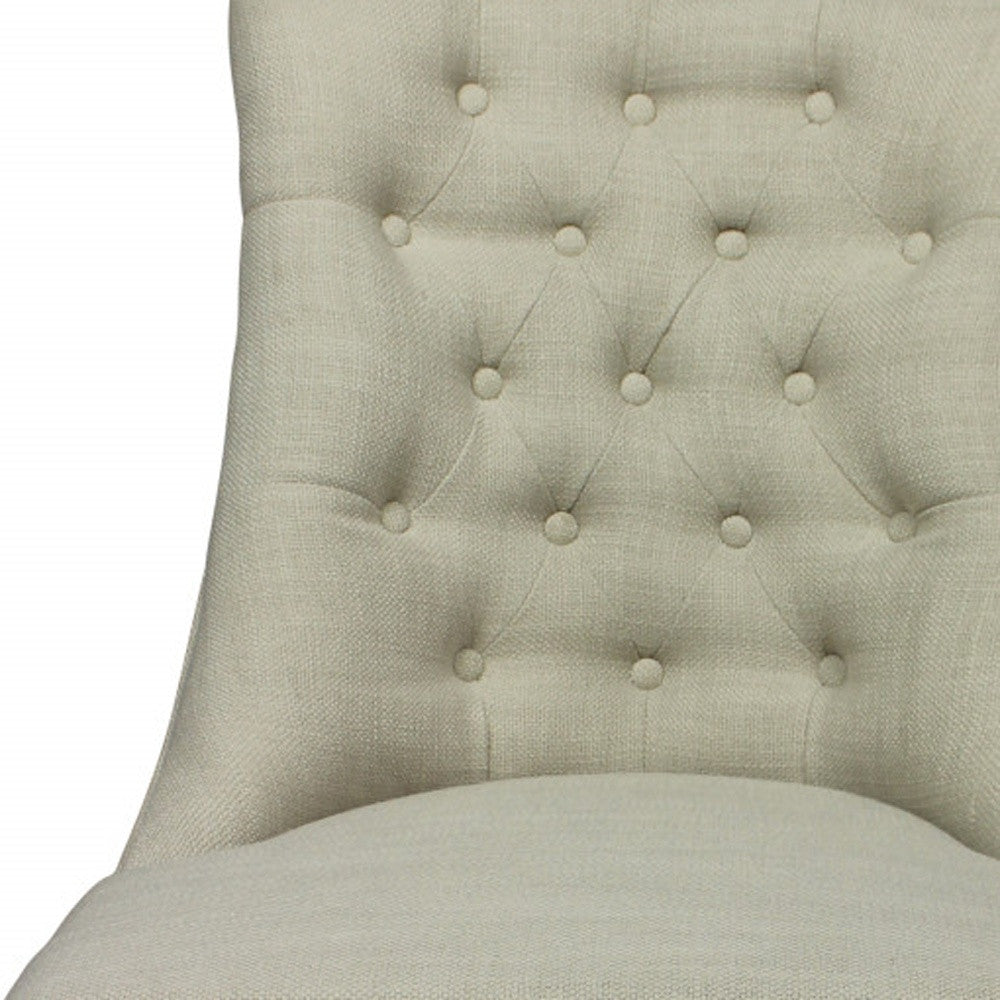 28" Taupe And Natural Upholstered Tufted Side Chair