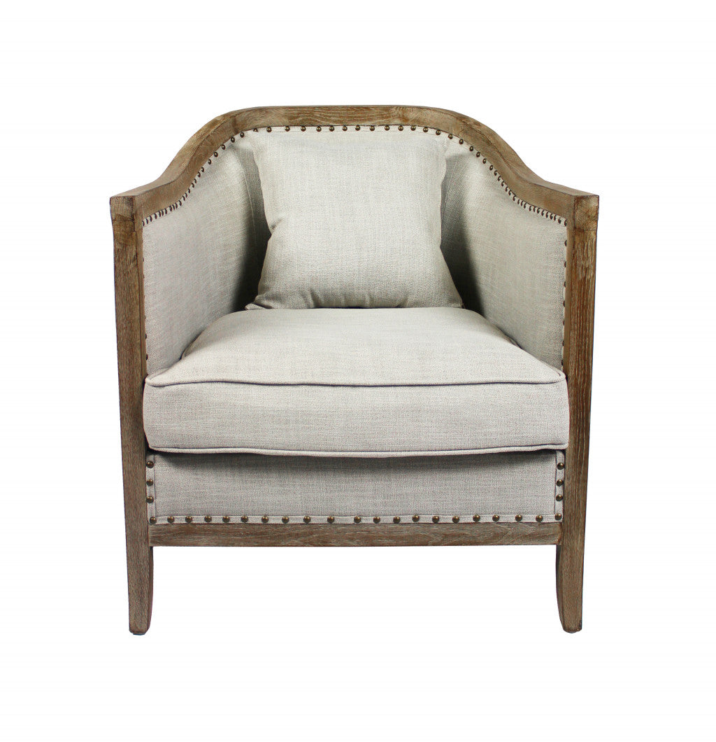 32" Natural Linen Solid Color Lounge Chair