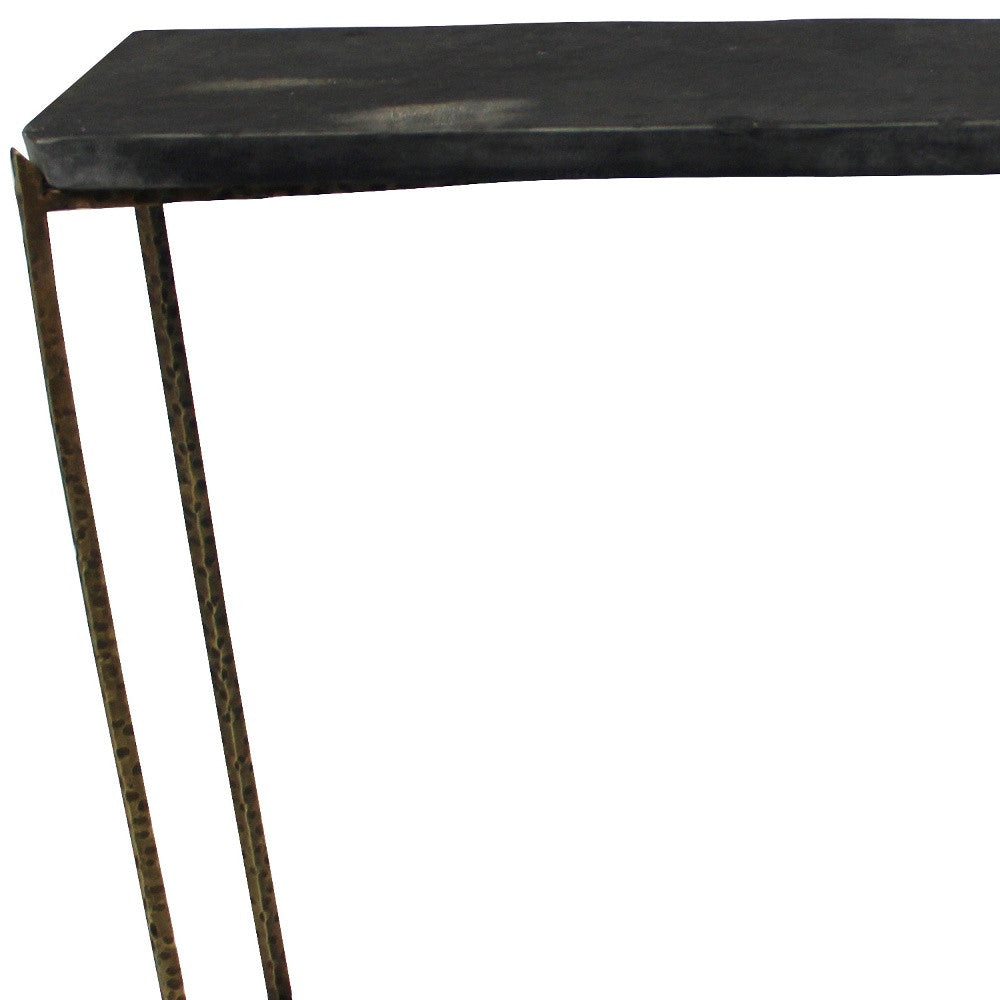 48" Black and Gold Stone Frame Console Table