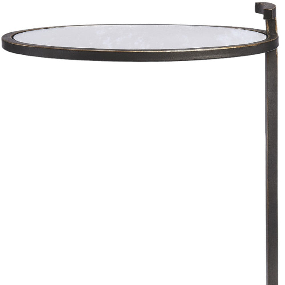 23" Black Mirrored Oval End Table With Shelf