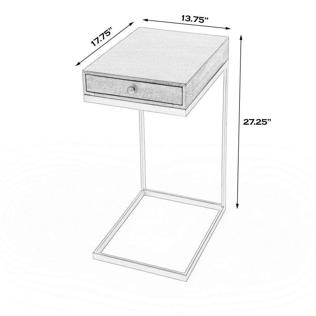 27" Natural Brown Solid And Manufactured Wood Square End Table With Drawer