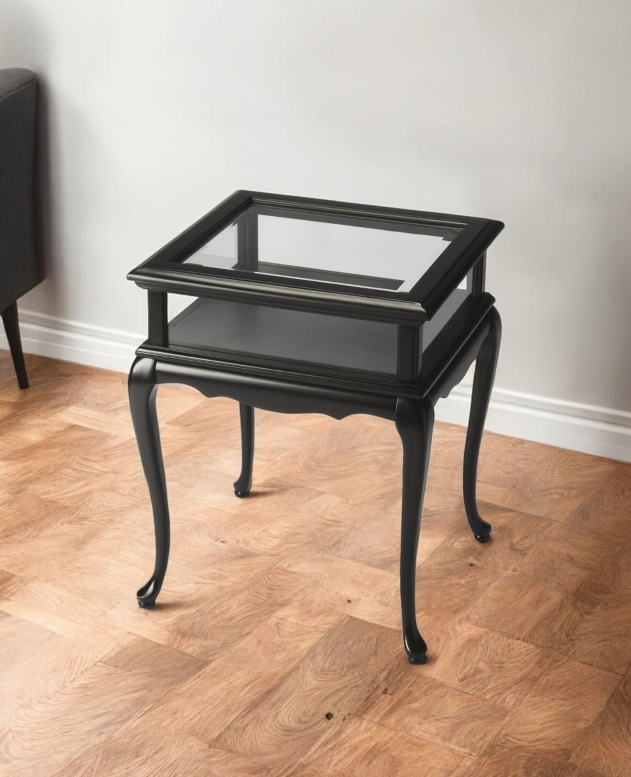 25" Black Glass End Table