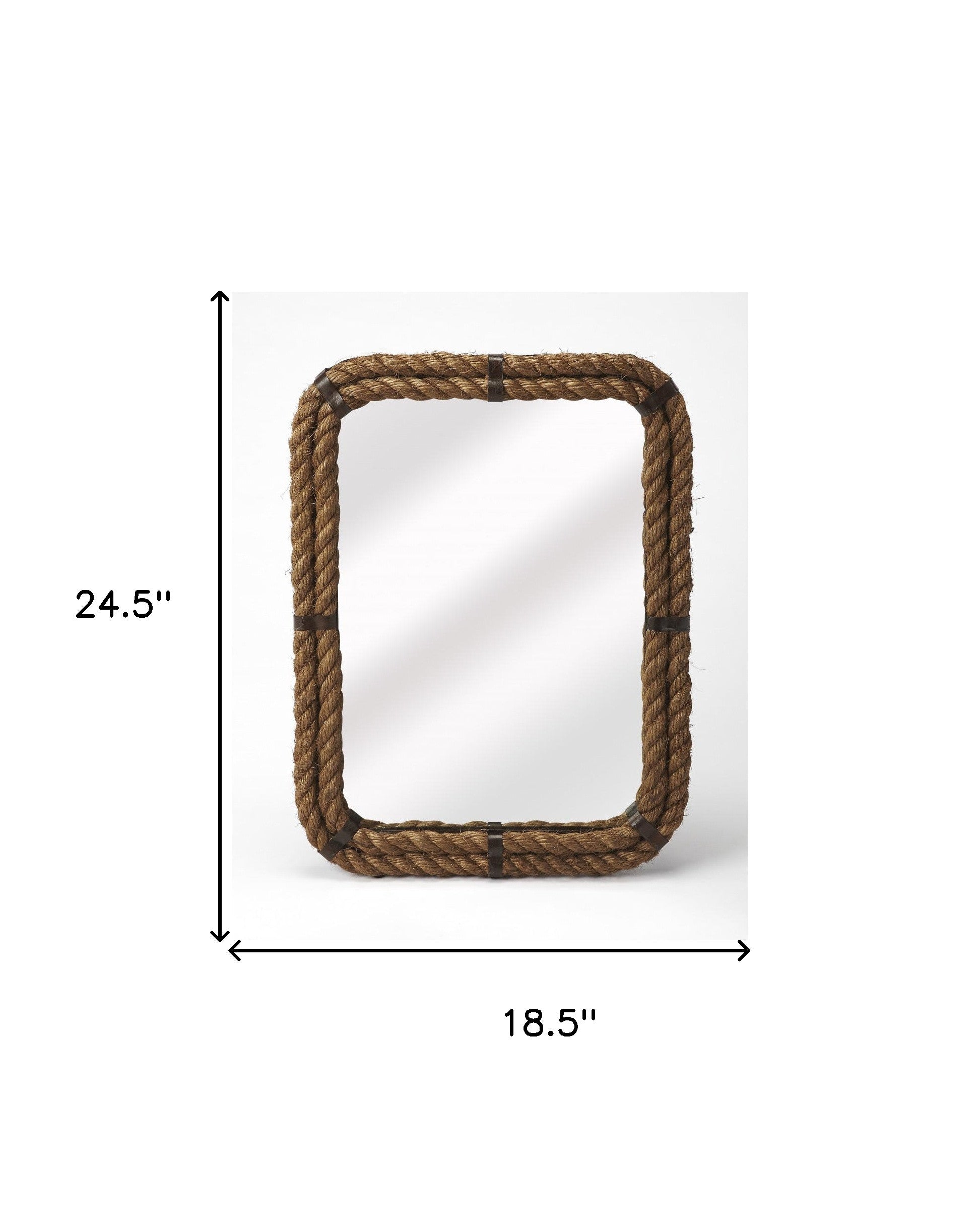 25" Light Brown Rope Framed Accent Mirror