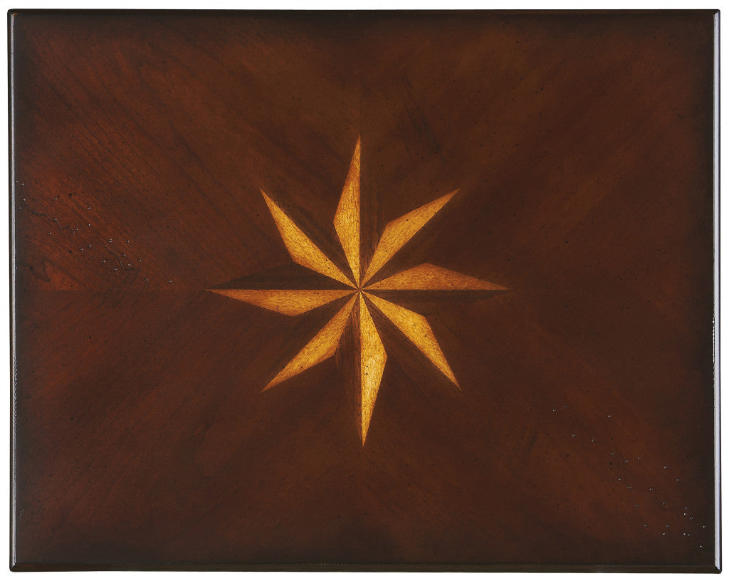 25" Cherry Brown Starburst Inlay End Table