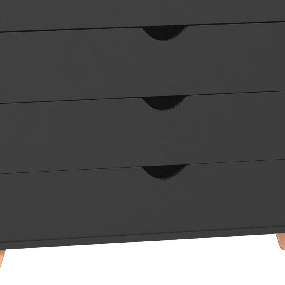 35" Black Solid Wood Four Drawer Dresser