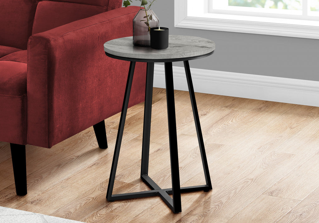 22" Black And Gray Round End Table